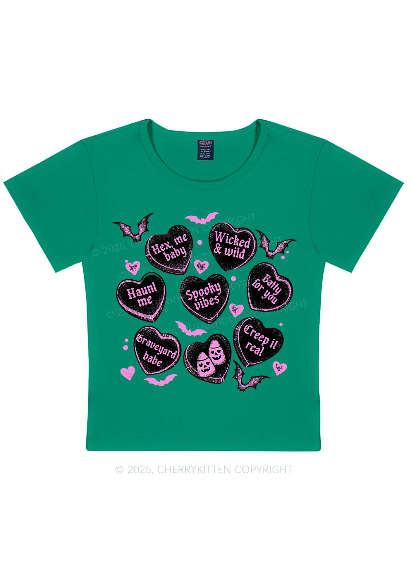 Spooky Candy Heart Valentine's Day Y2K Baby Tee Cherrykitten - Image 12