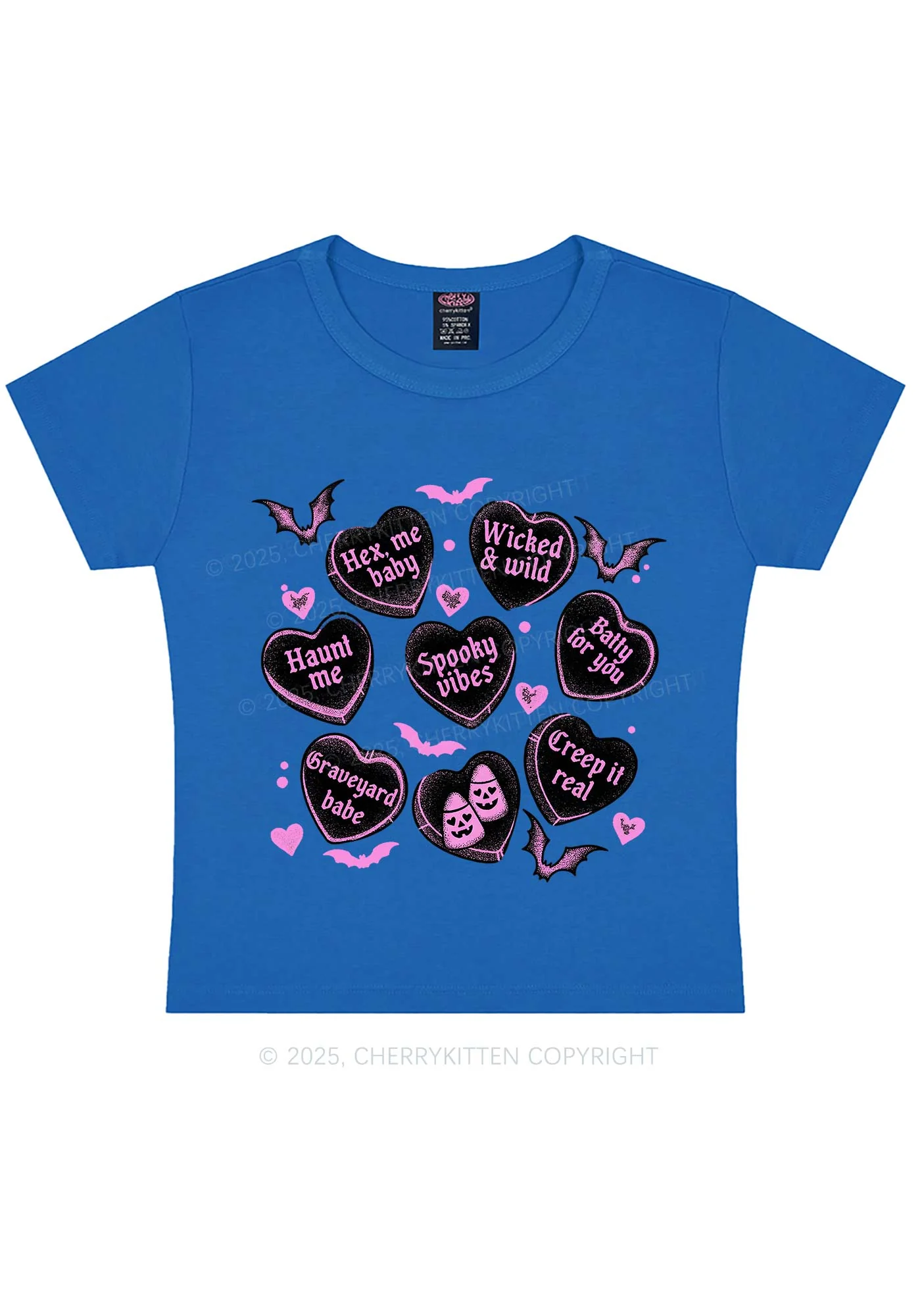Spooky Candy Heart Valentine's Day Y2K Baby Tee Cherrykitten - Image 8