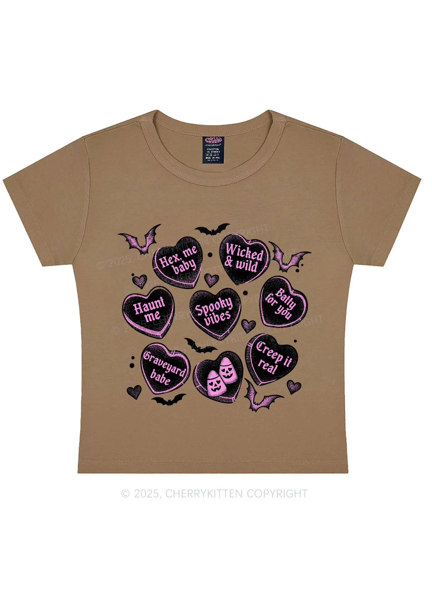 Spooky Candy Heart Valentine's Day Y2K Baby Tee Cherrykitten - Image 9