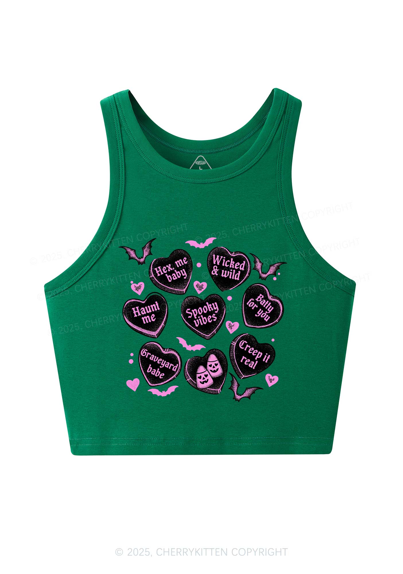 Spooky Candy Heart Valentine's Day Y2K Crop Tank Top Cherrykitten - Image 6