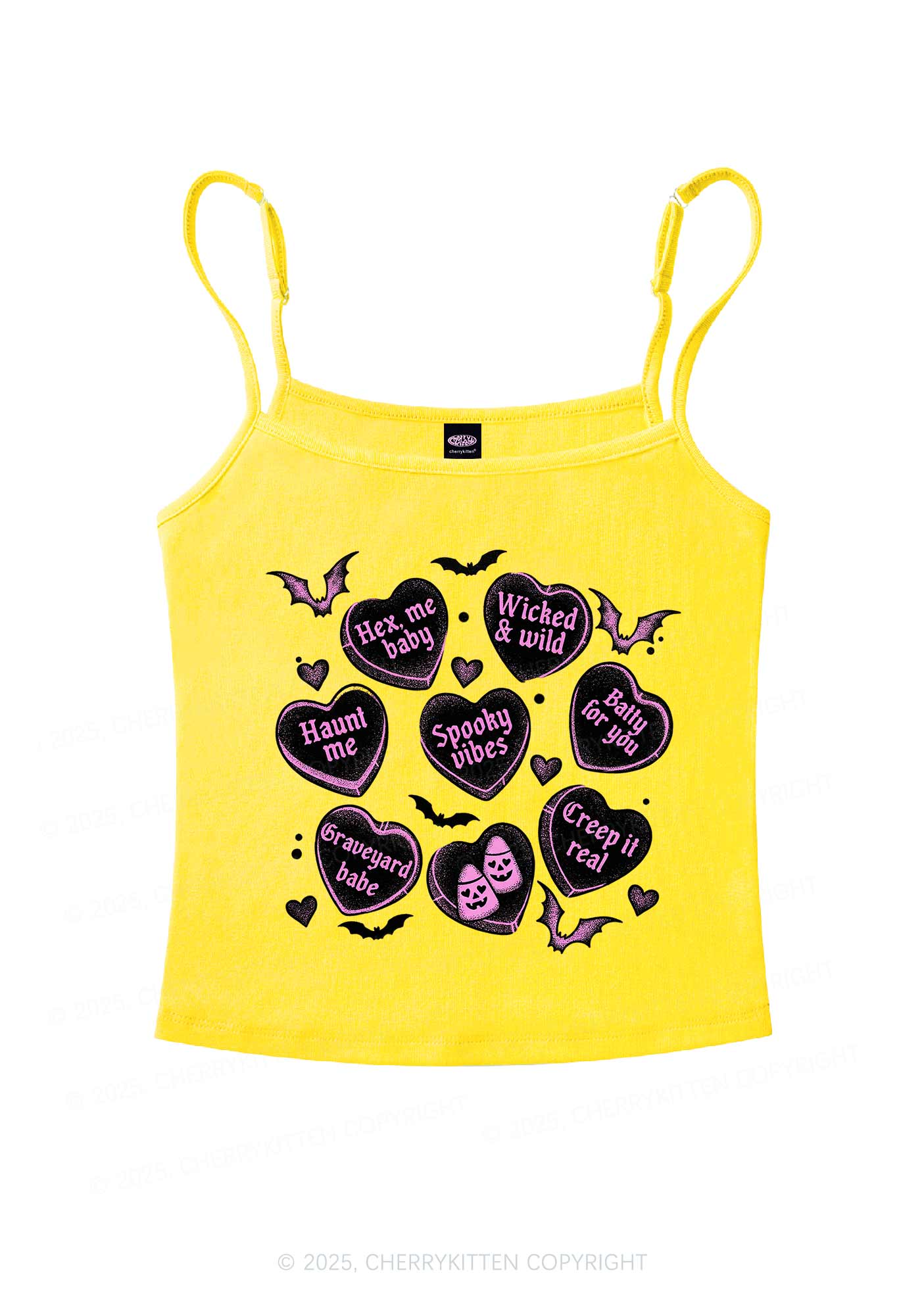 Spooky Candy Heart Valentine's Day Y2K Spaghetti Strap Cami Cherrykitten - Image 5