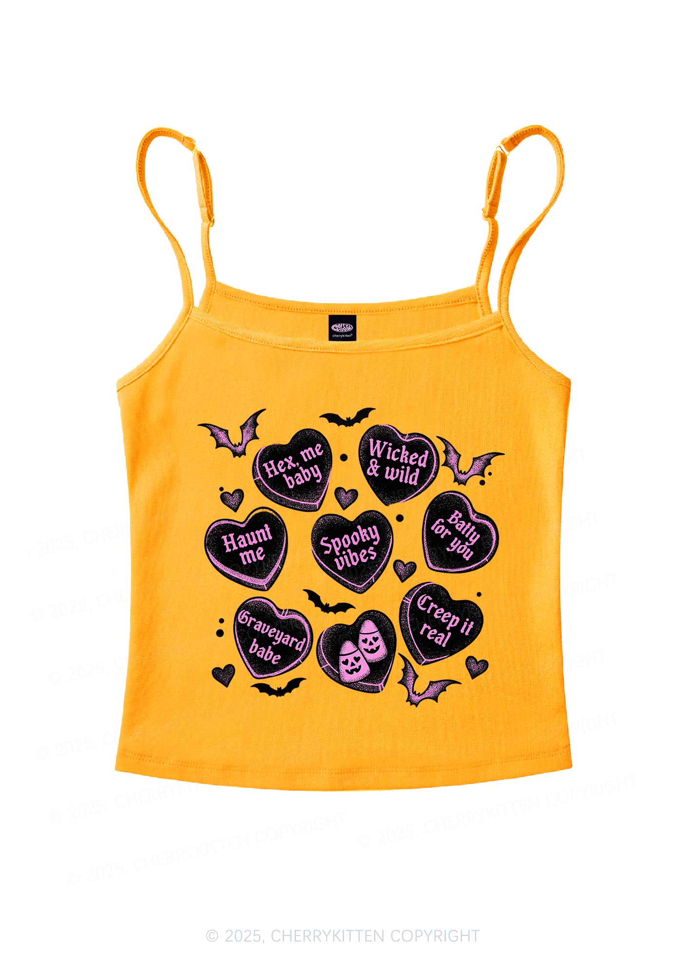 Spooky Candy Heart Valentine's Day Y2K Spaghetti Strap Cami Cherrykitten - Image 7