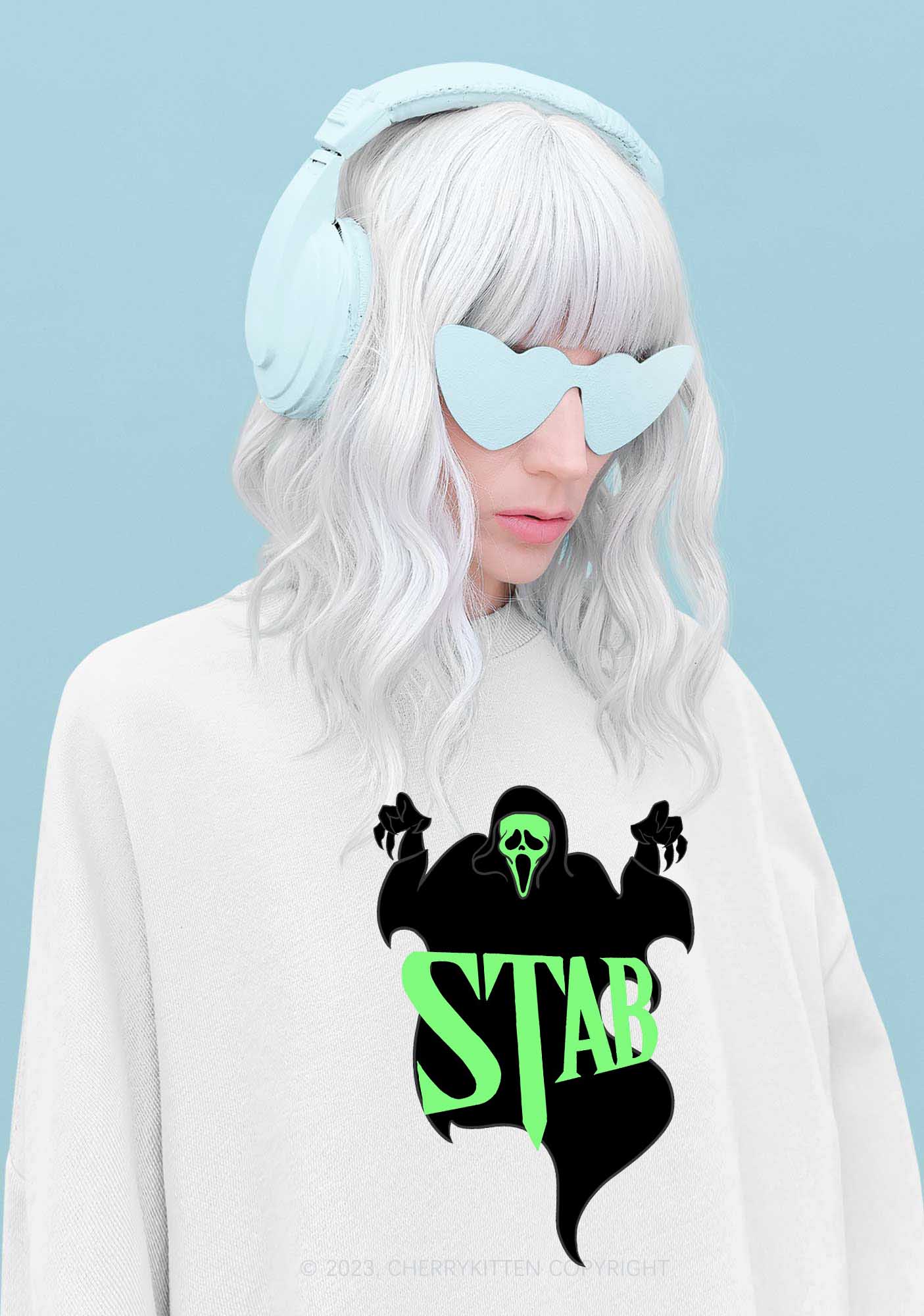 Stab Ghost Halloween Y2K Sweatshirt Cherrykitten - Image 2