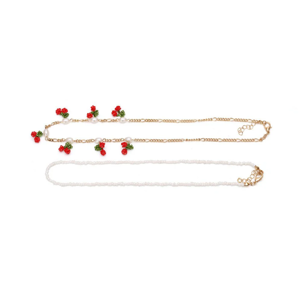 Stacking Cherry And Pearl Y2K Necklace - Image 5