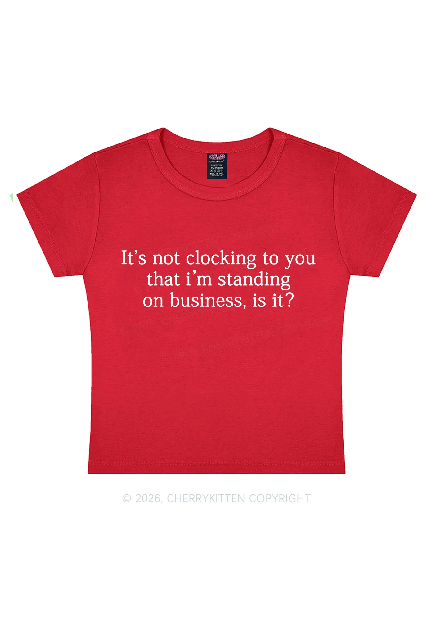 Standing On Business Y2K Baby Tee Cherrykitten - Image 3