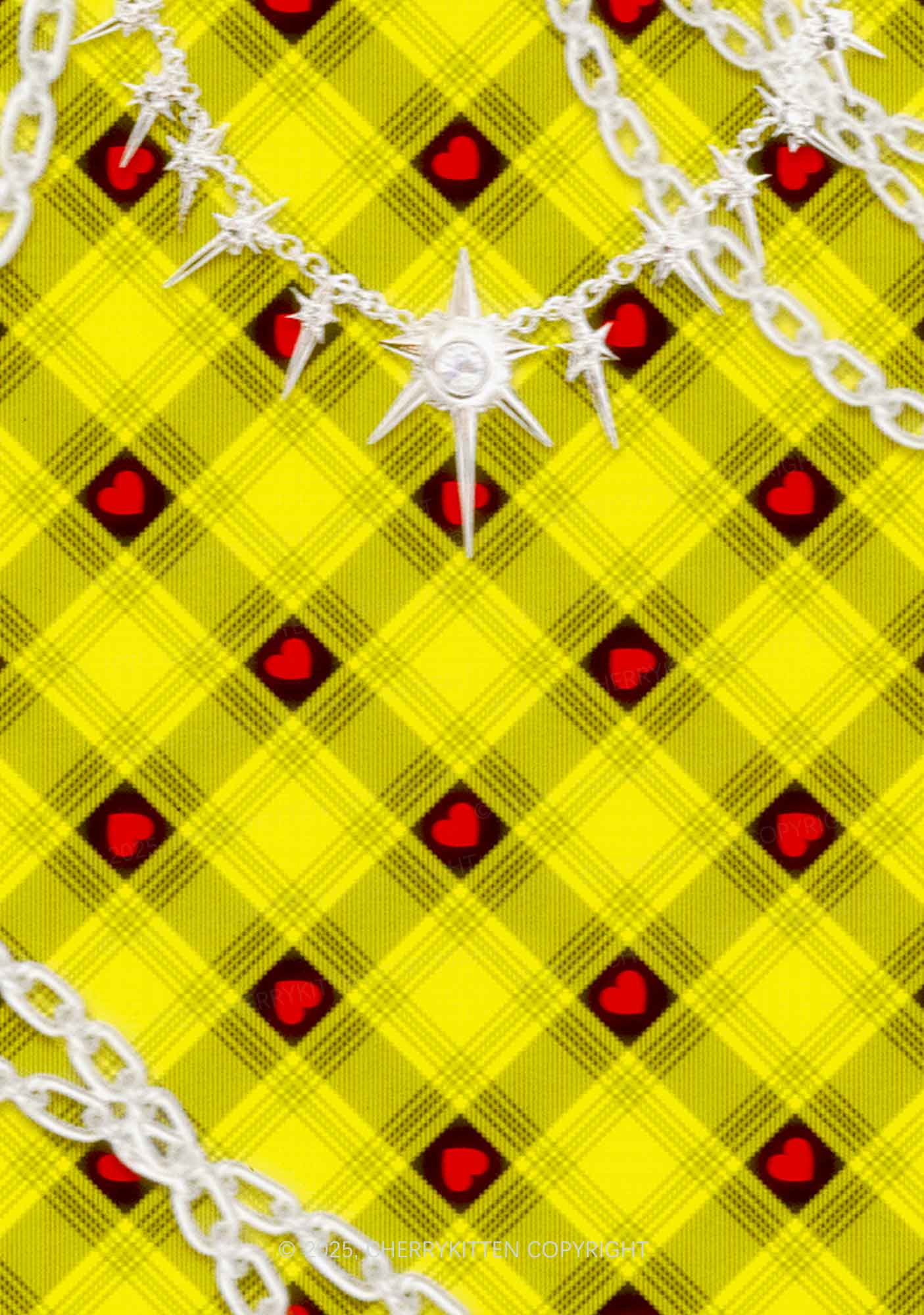 Star Chain and Hearts Y2K Mesh Crop Top Cherrykitten - Image 2