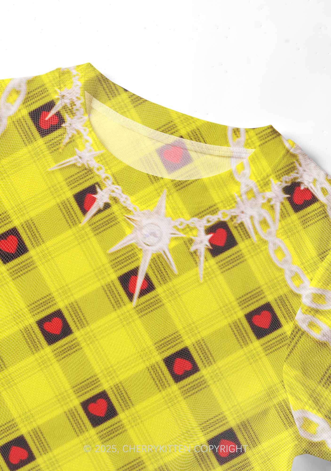 Star Chain and Hearts Y2K Mesh Crop Top Cherrykitten - Image 3