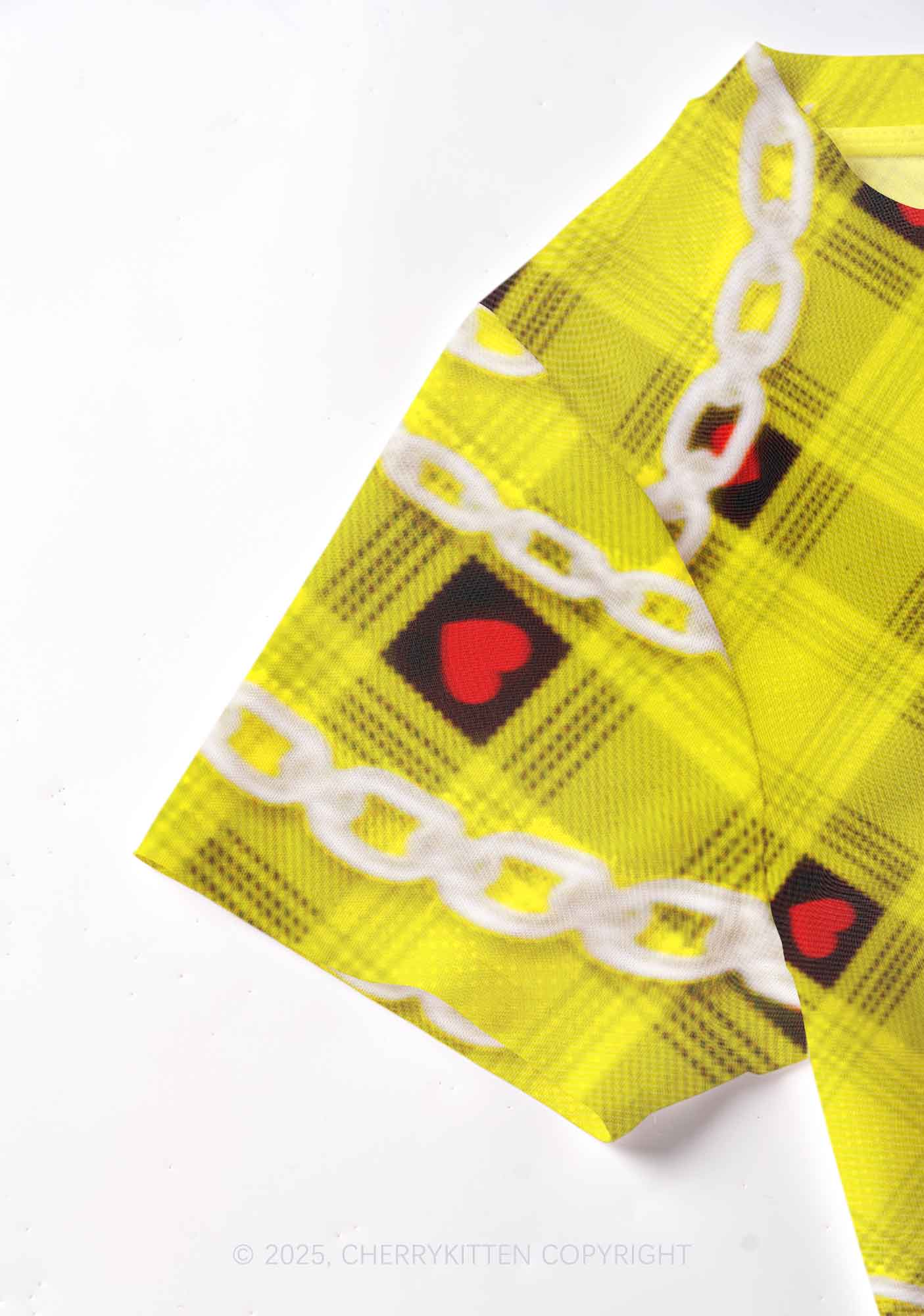 Star Chain and Hearts Y2K Mesh Crop Top Cherrykitten - Image 4