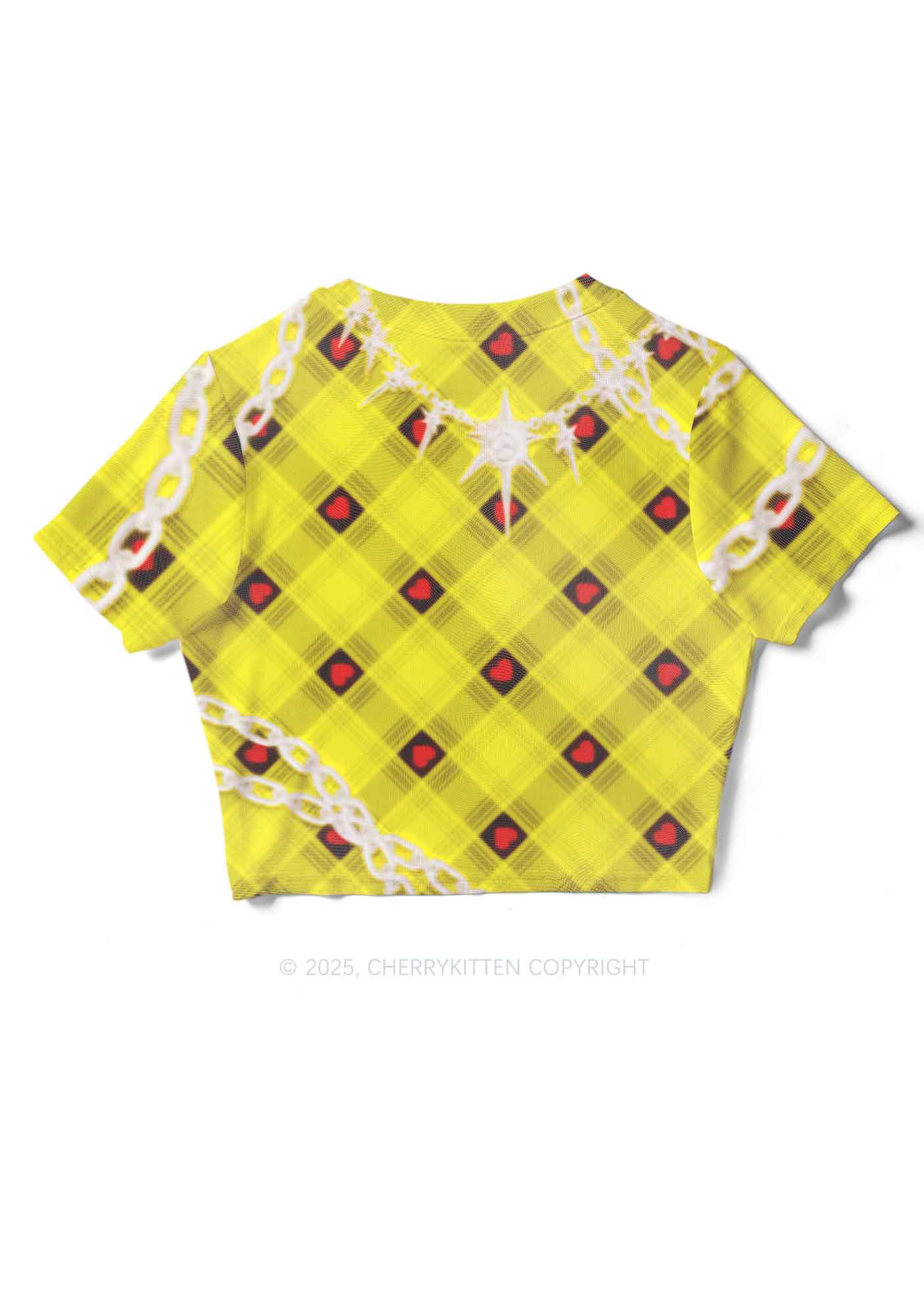 Star Chain and Hearts Y2K Mesh Crop Top Cherrykitten - Image 5