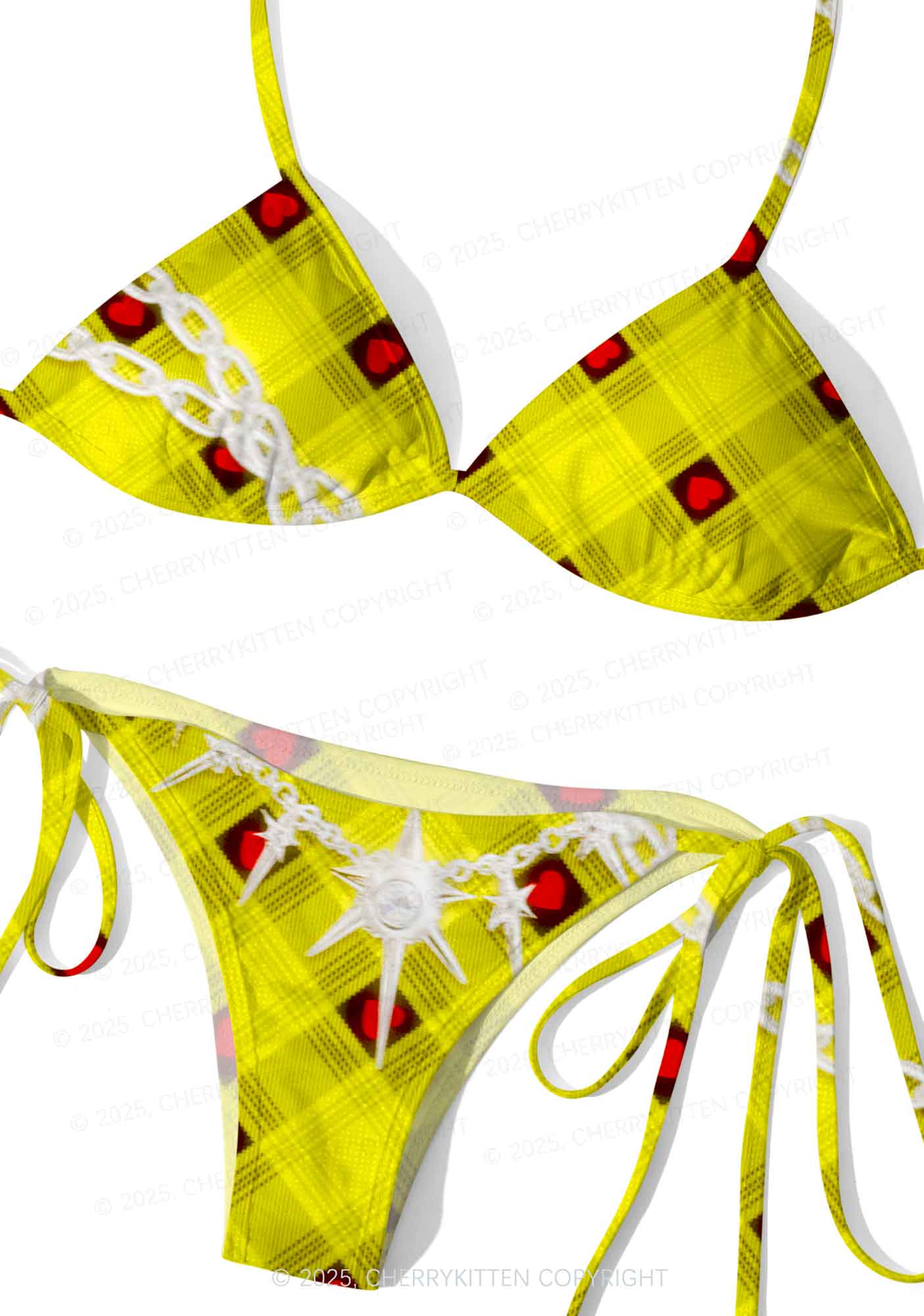 Star Chain and Hearts Y2K Print Bikini Set Cherrykitten - Image 3