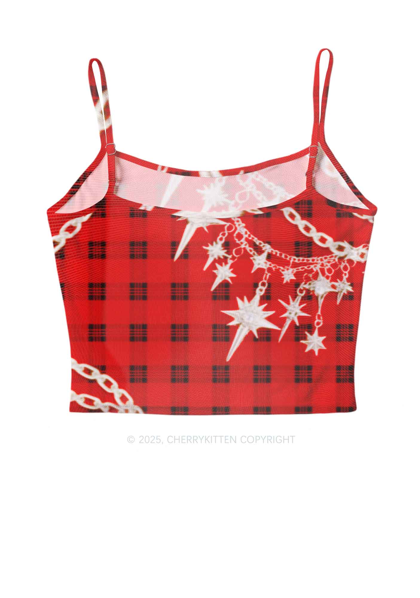 Star Chain Black Pattern Y2K Mesh Cami Tank Cherrykitten - Image 3