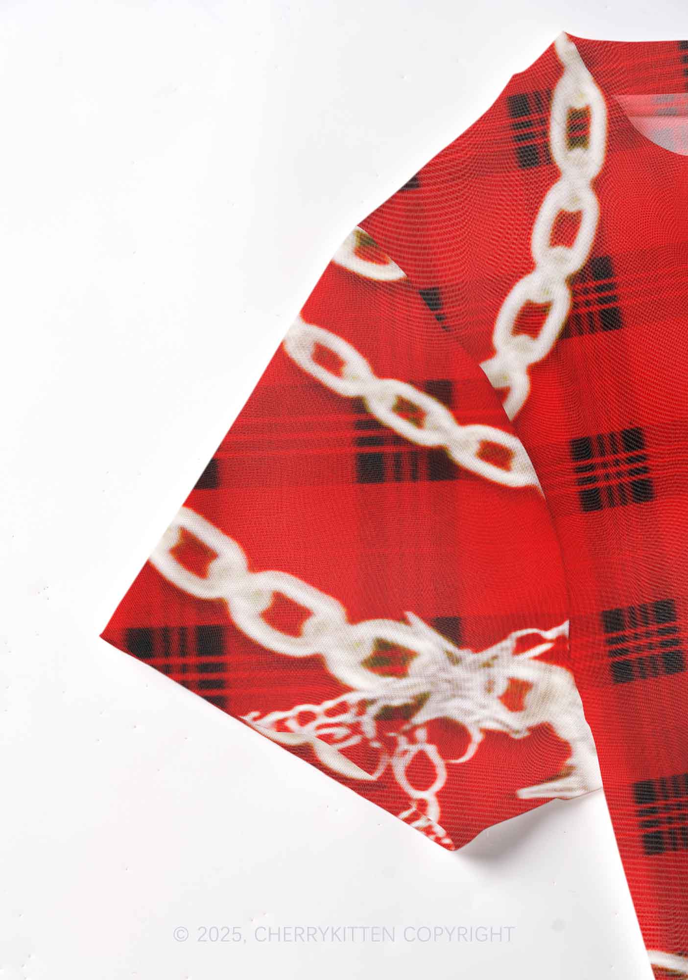 Star Chain Black Pattern Y2K Mesh Crop Top Cherrykitten - Image 4