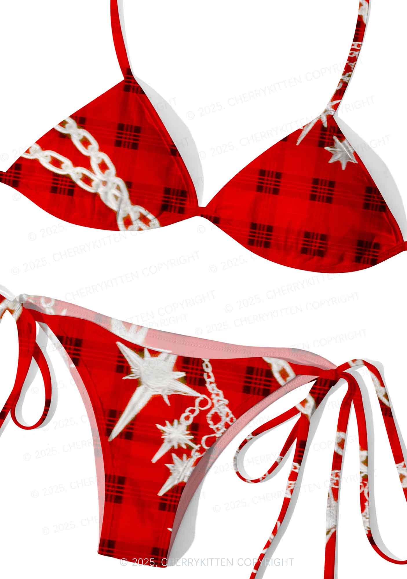 Star Chain Black Pattern Y2K Print Bikini Set Cherrykitten - Image 3