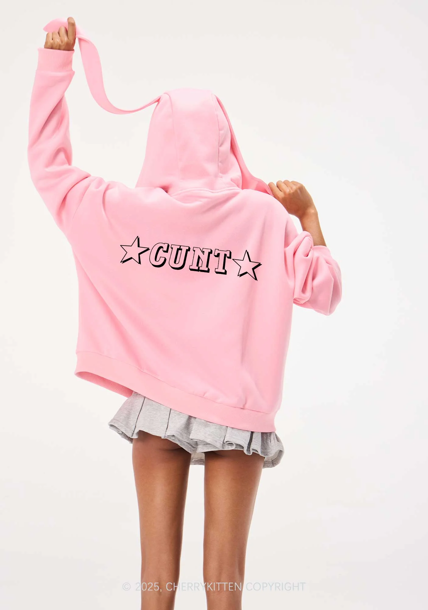 Star Count Y2K Bunny Ear Zip Hoodie Cherrykitten - Image 3