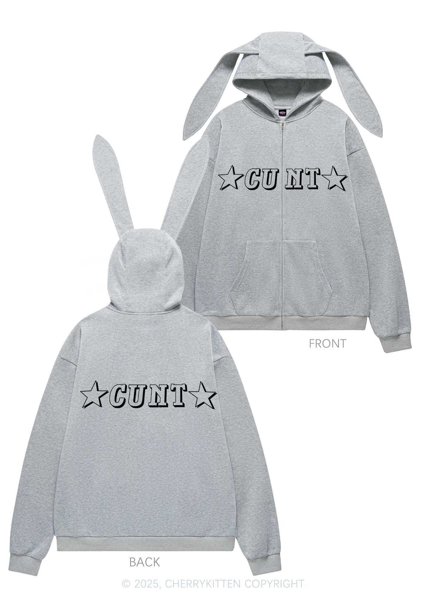 Star Count Y2K Bunny Ear Zip Hoodie Cherrykitten - Image 4