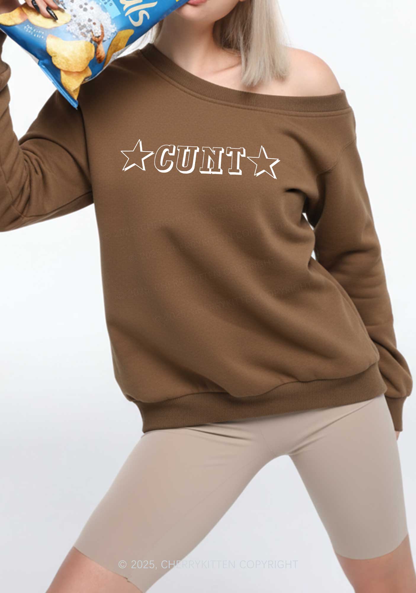 Star Count Y2K Off Shoulder Sweatshirts Cherrykitten - Image 2