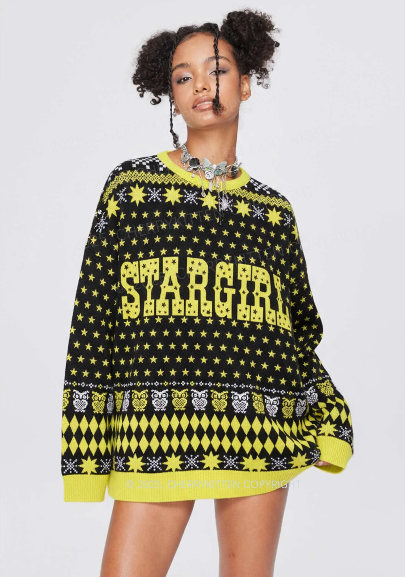 Stargirl Y2K Christmas Knit Sweatshirt Cherrykitten - Image 2