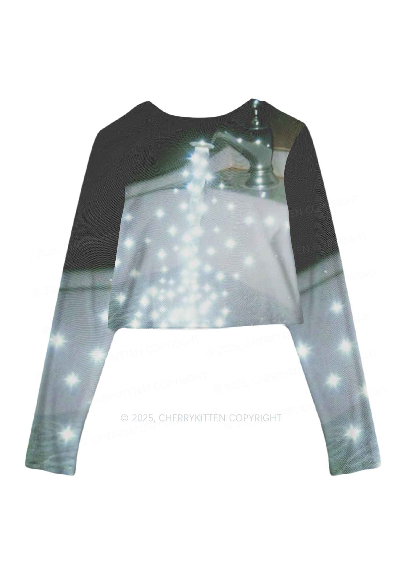 Starry Stream Y2K Mesh Long Sleeve Crop Top Cherrykitten - Image 3