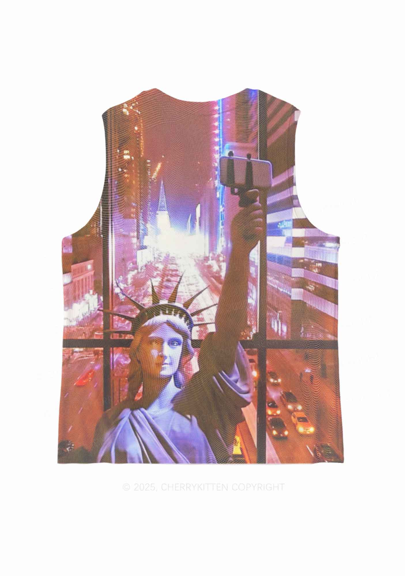 Statue Of Liberty Y2K Mesh Muscle Tank Cherrykitten - Image 3