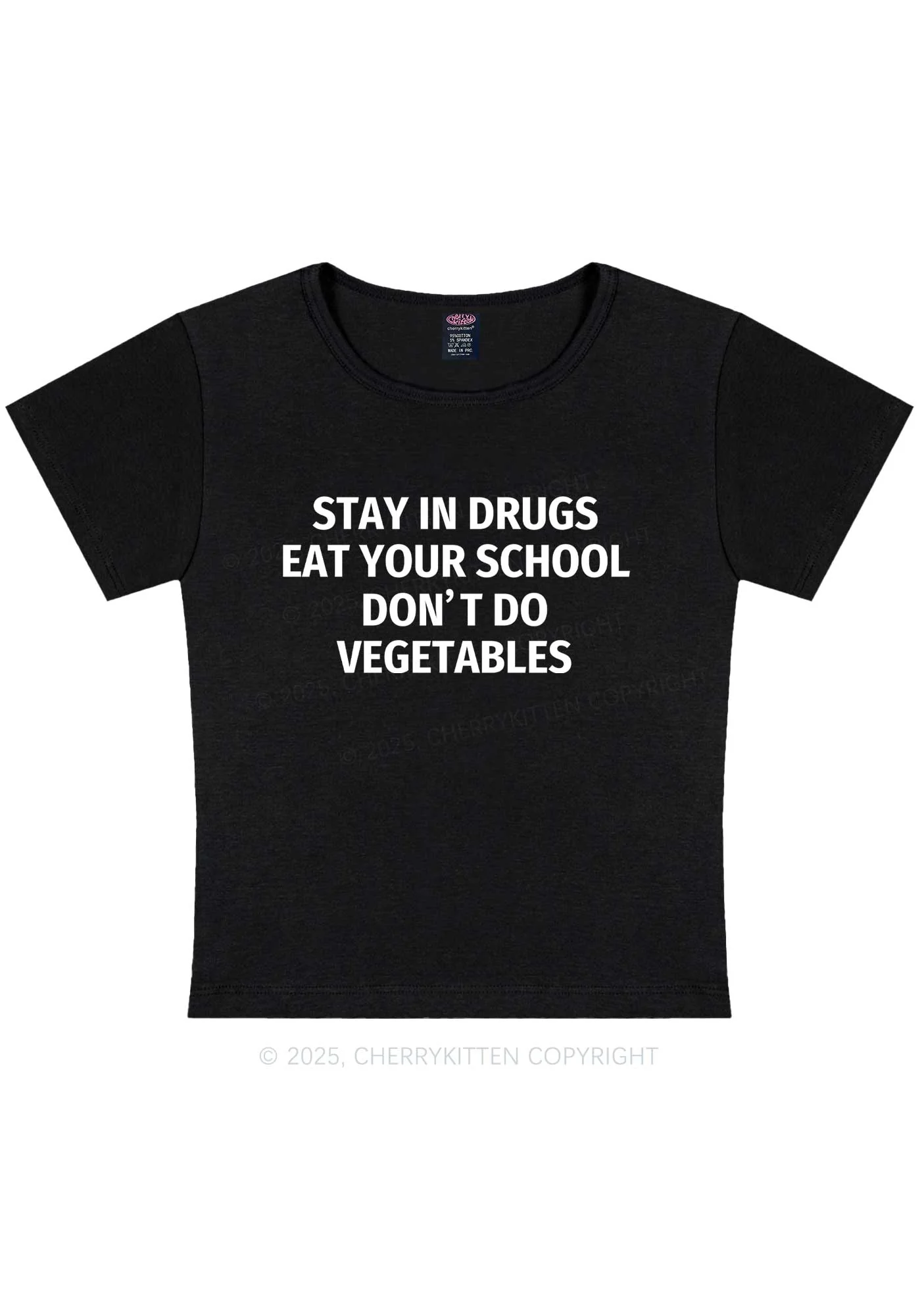 Stay In Drxgs Y2K Baby Tee Cherrykitten - Image 4