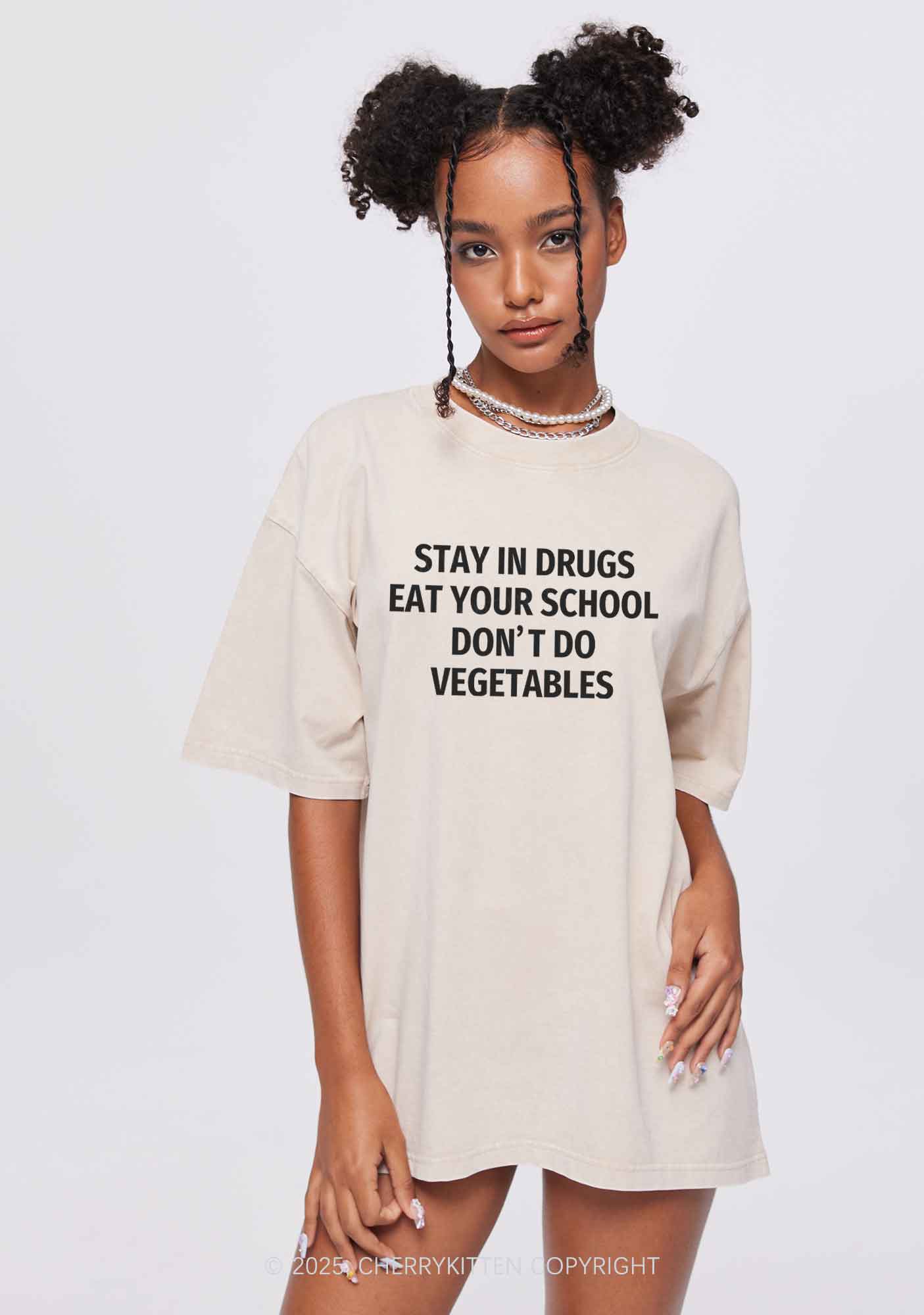 Stay In Drxgs Y2K Washed Tee Cherrykitten - Image 3