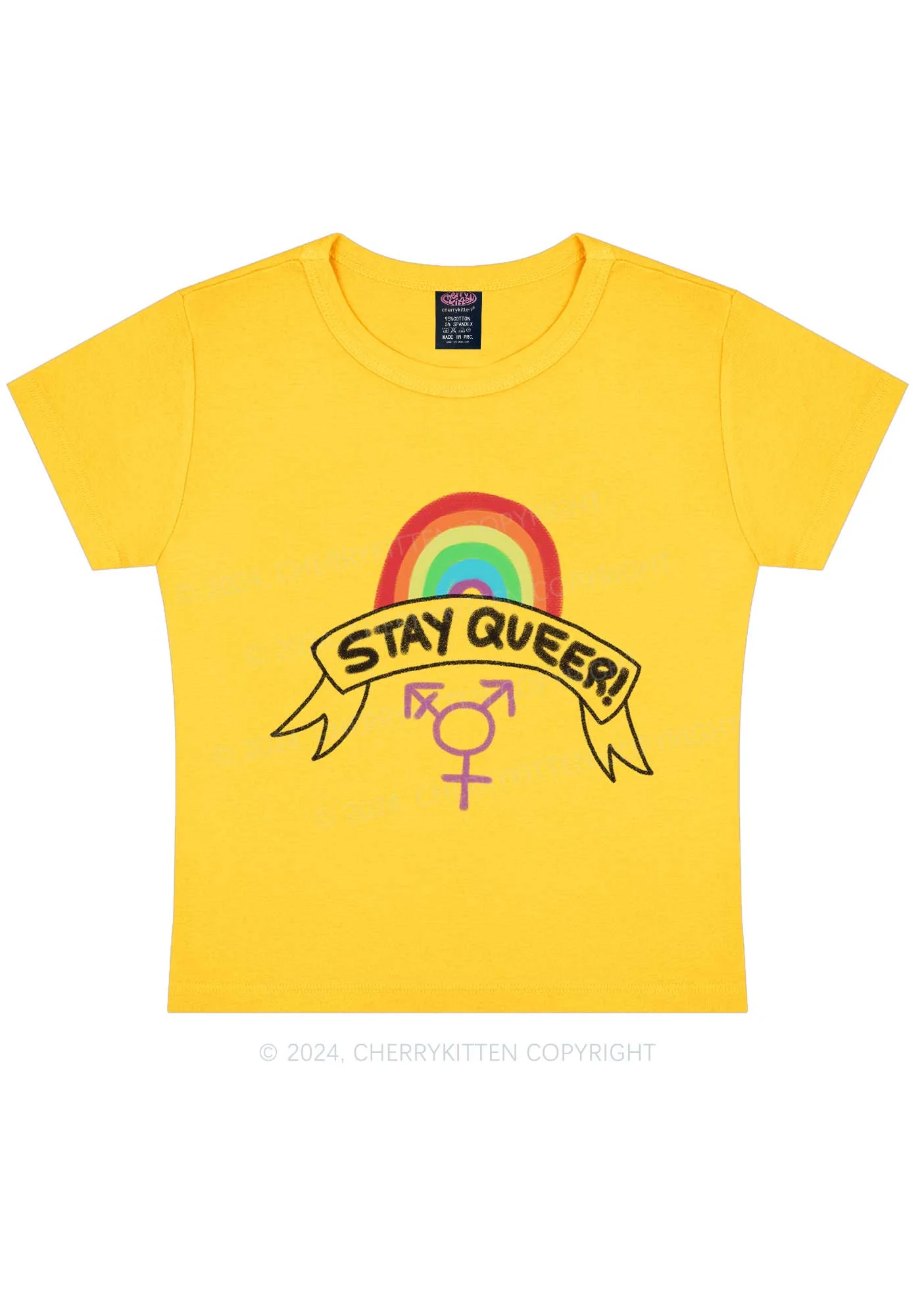 Stay Queer Y2K Baby Tee Cherrykitten - Image 2