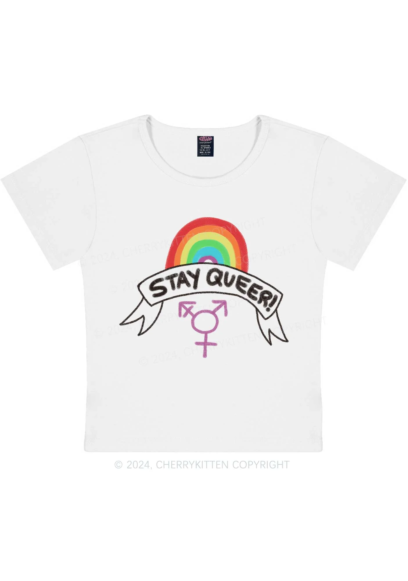 Stay Queer Y2K Baby Tee Cherrykitten - Image 6