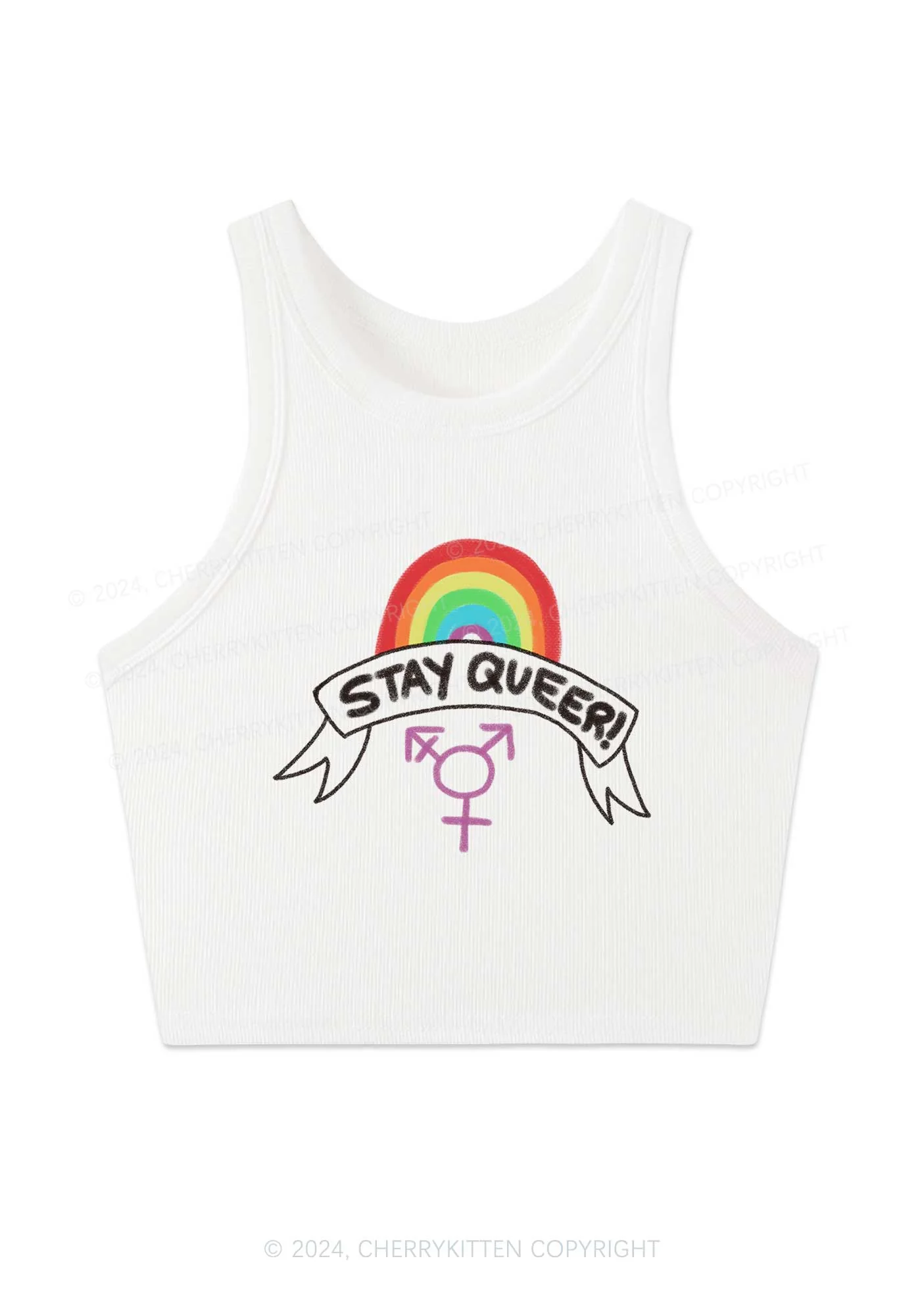 Stay Queer Y2K Crop Tank Top Cherrykitten - Image 3