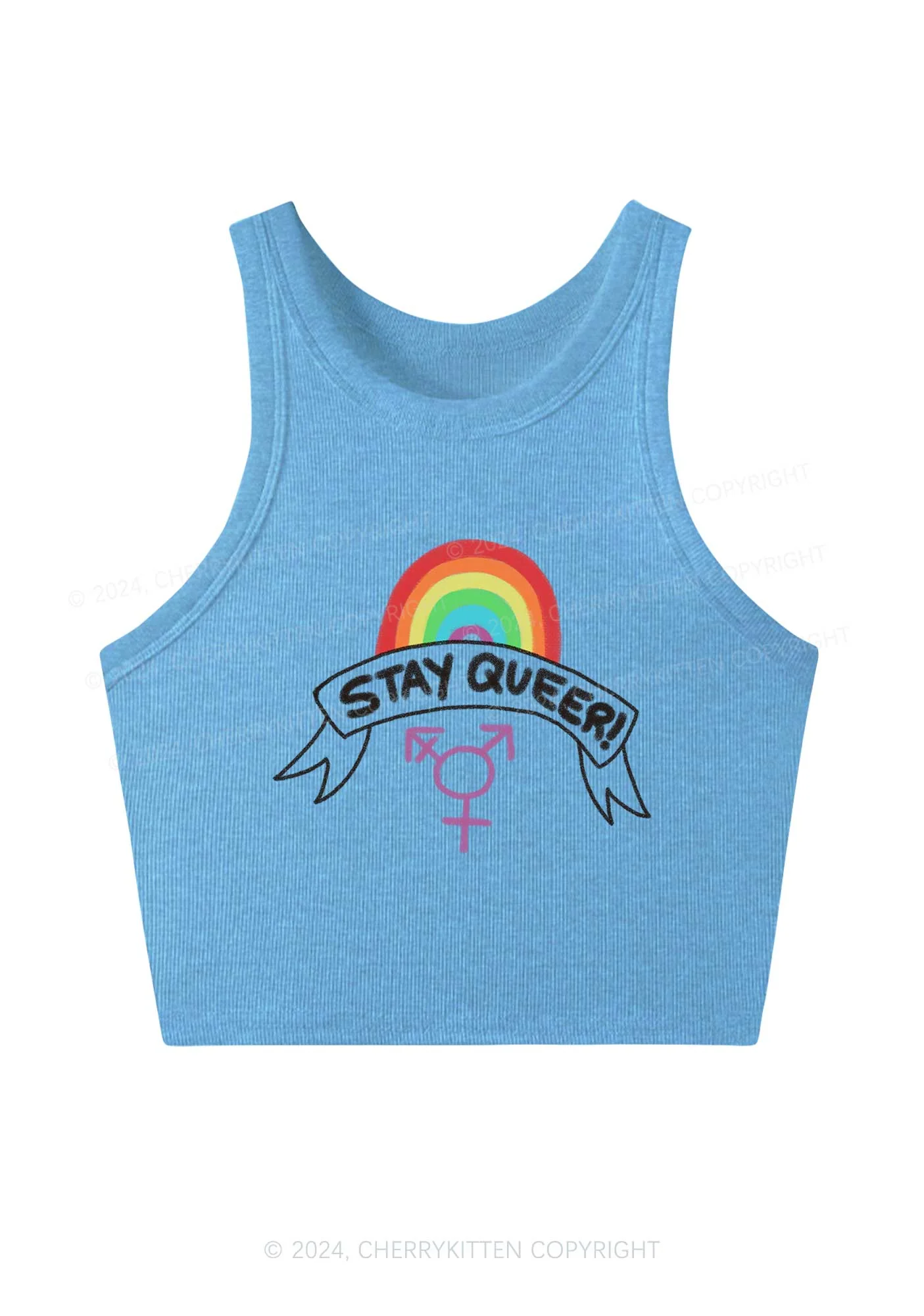 Stay Queer Y2K Crop Tank Top Cherrykitten - Image 4