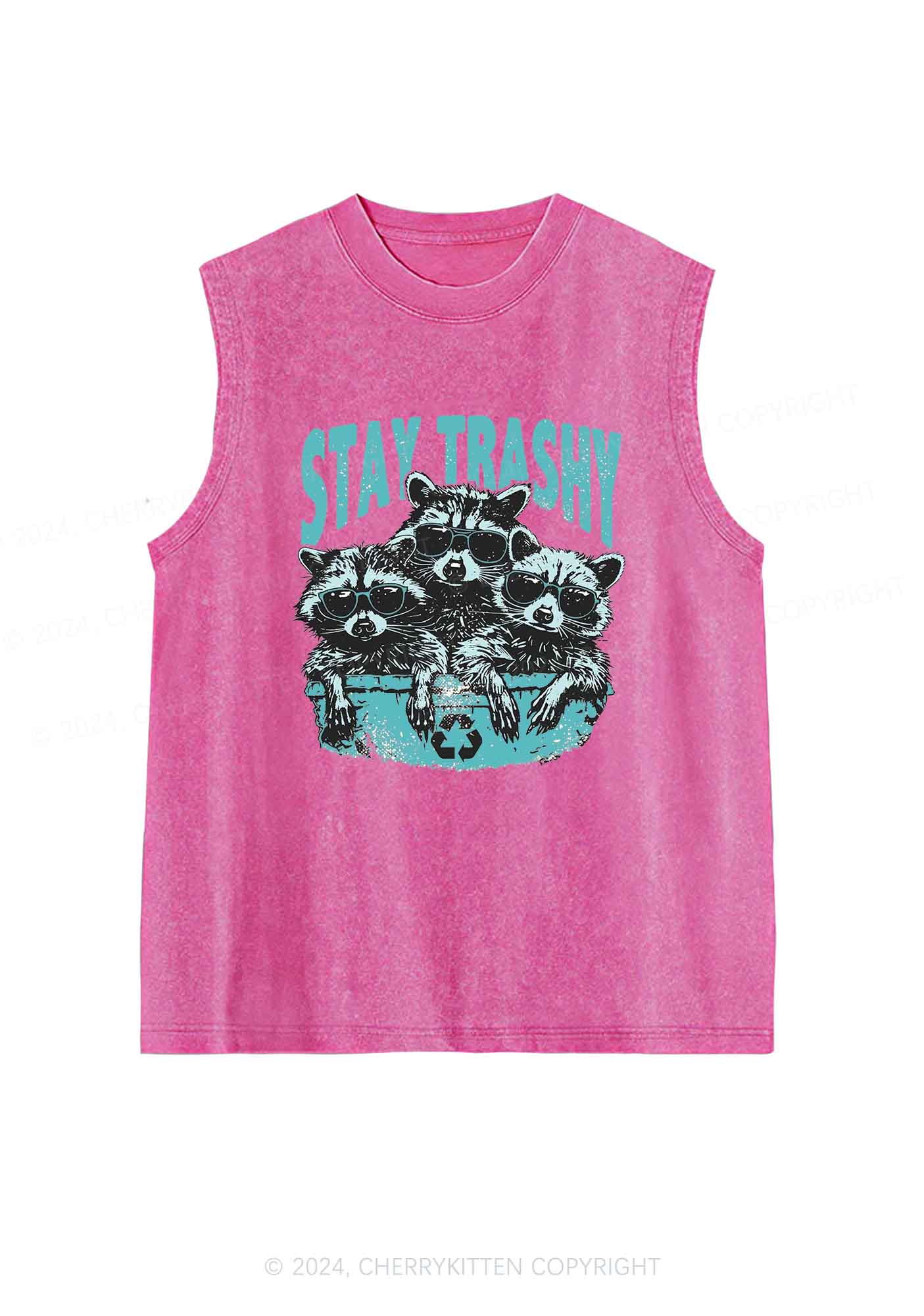 Stay Trashy Raccoons Y2K Washed Tank Cherrykitten - Image 3
