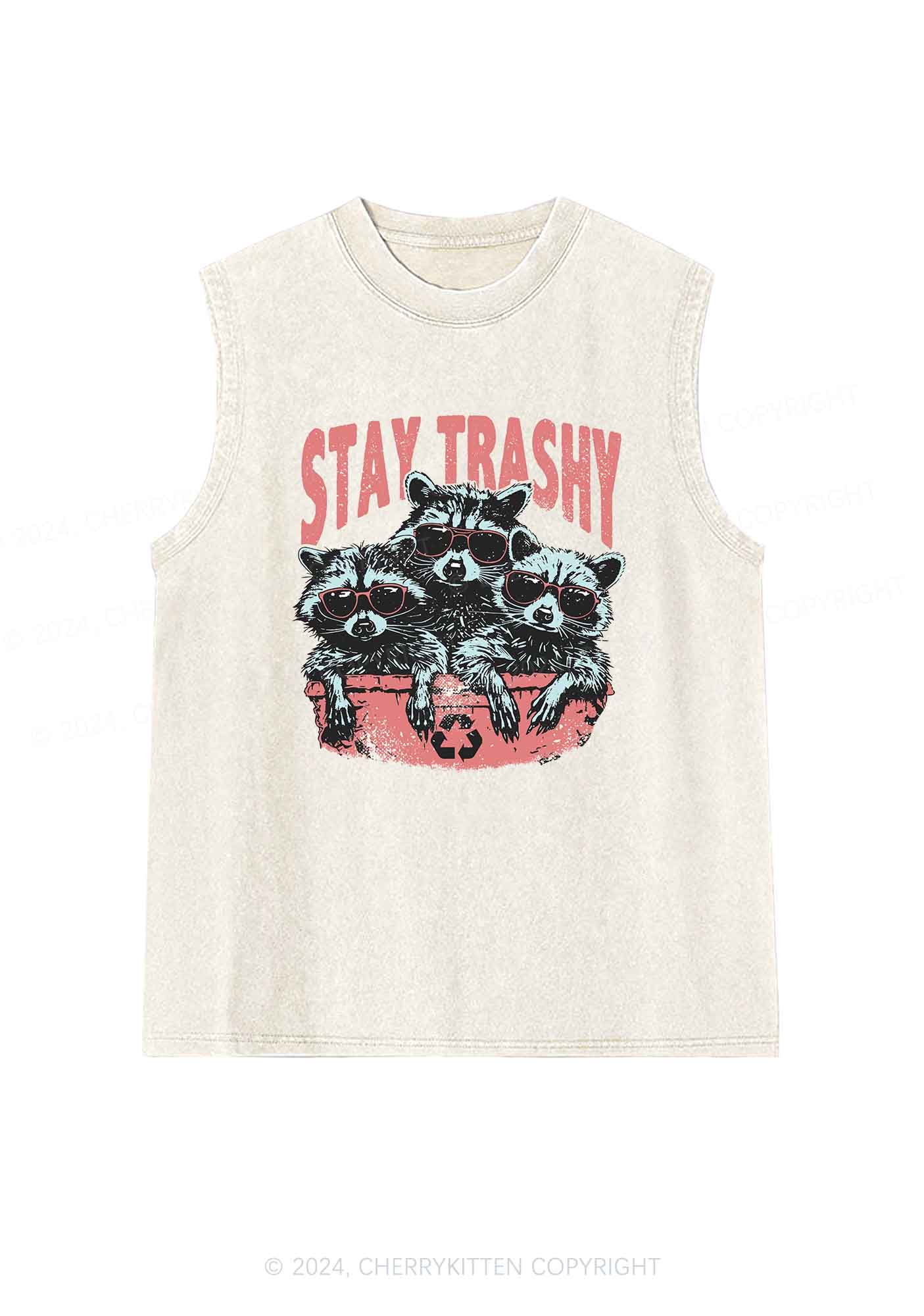 Stay Trashy Raccoons Y2K Washed Tank Cherrykitten - Image 4