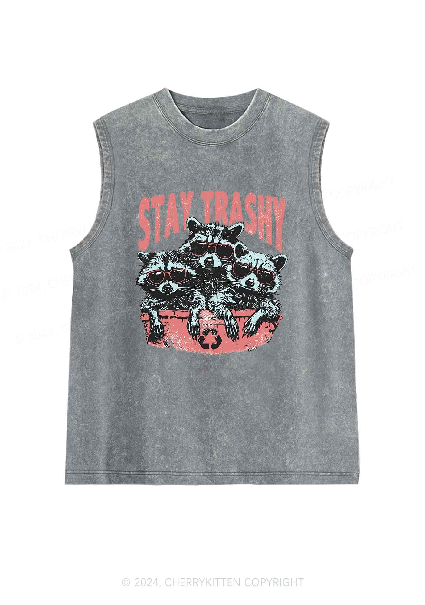 Stay Trashy Raccoons Y2K Washed Tank Cherrykitten - Image 5