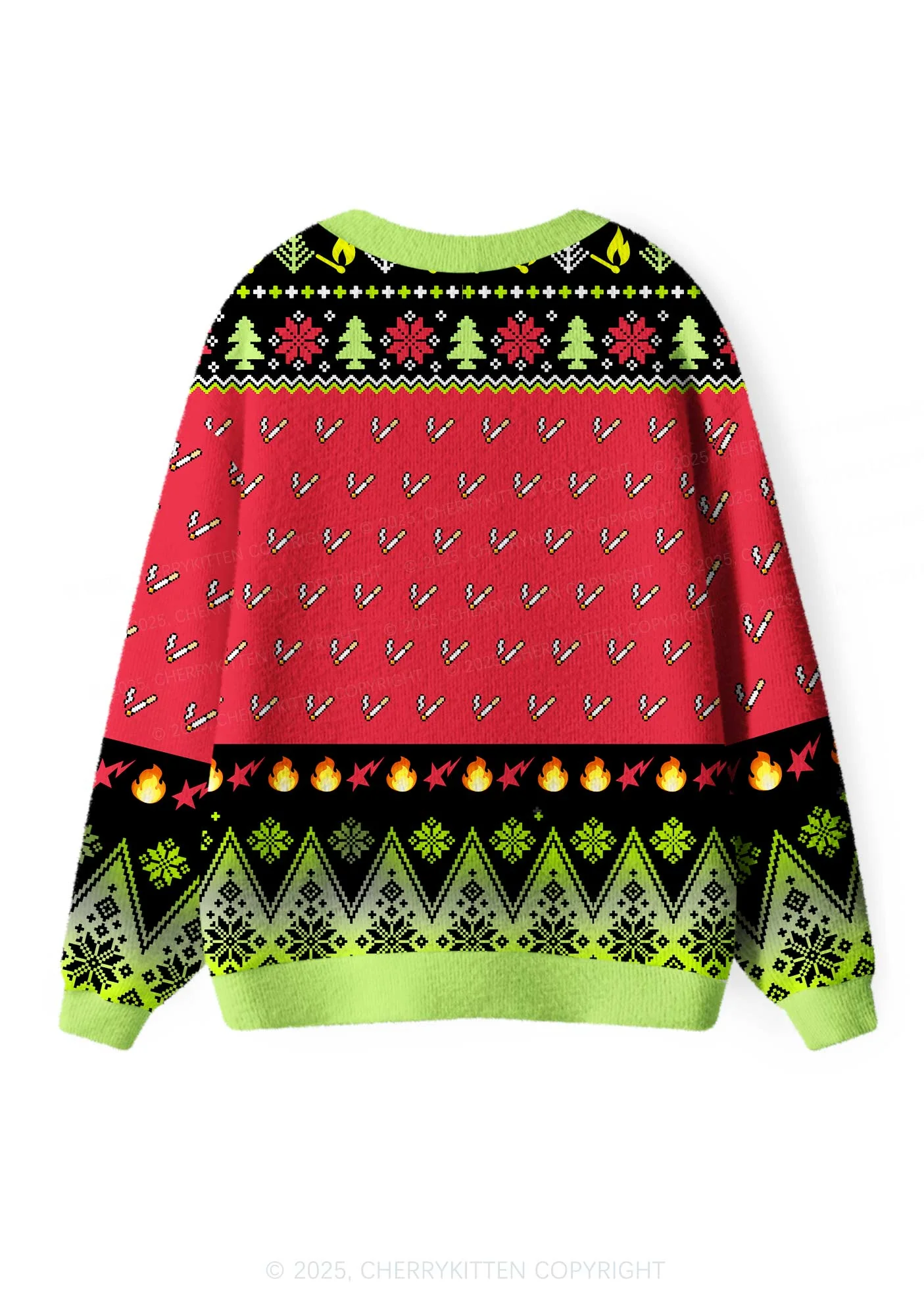 Stole My Lighter Y2K Christmas Cardigan Knit Sweatshirt Cherrykitten - Image 3