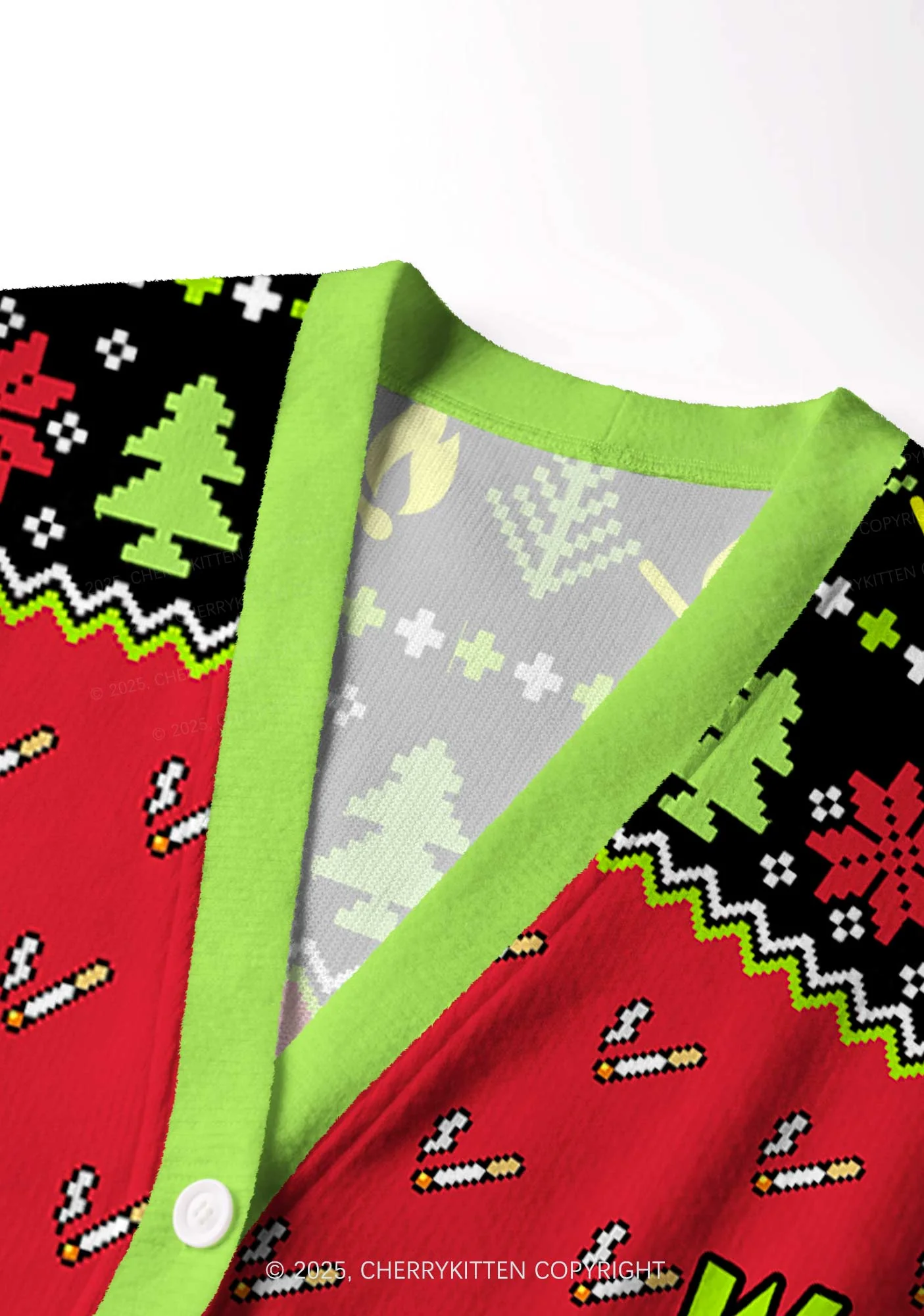 Stole My Lighter Y2K Christmas Cardigan Knit Sweatshirt Cherrykitten - Image 5