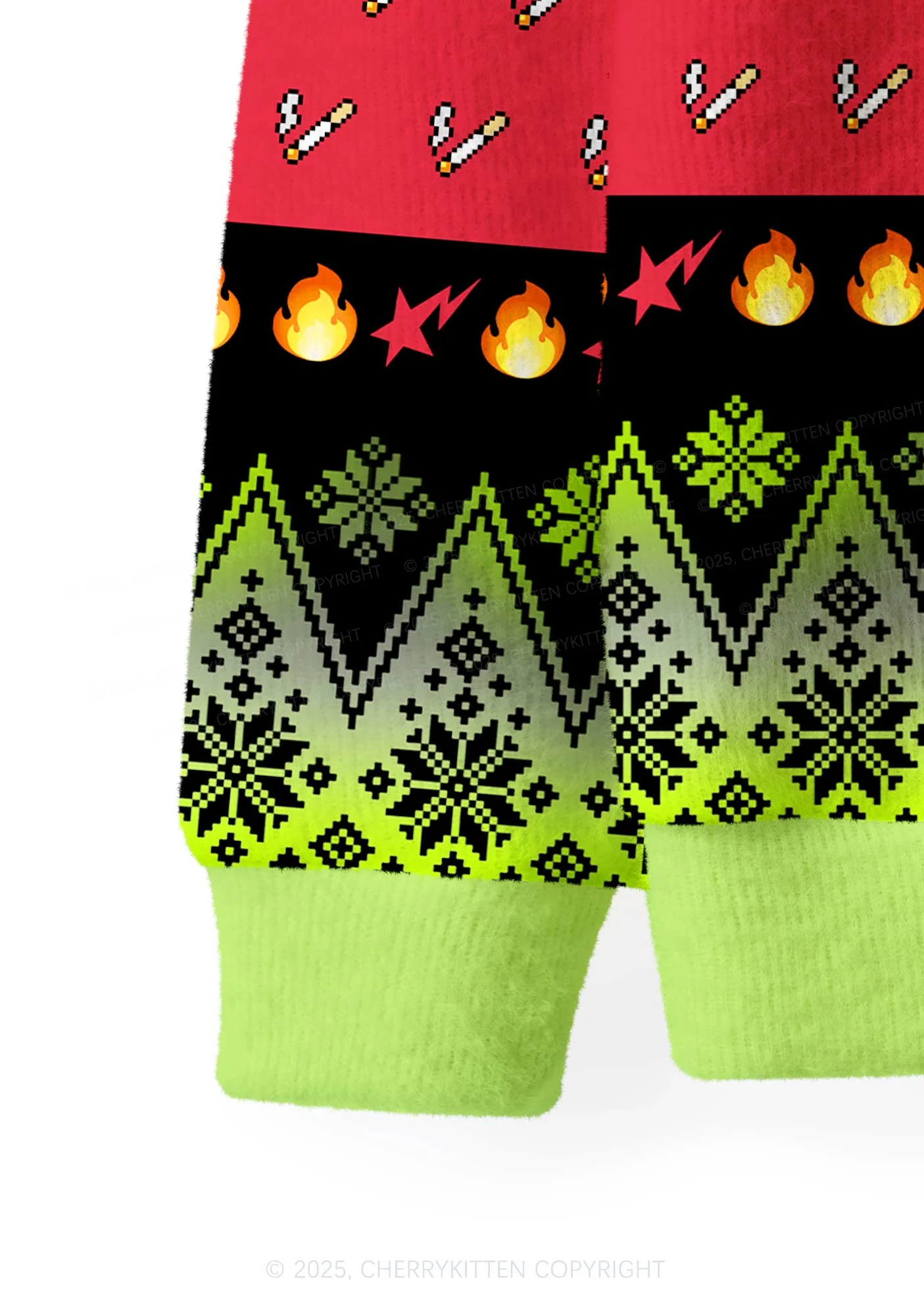 Stole My Lighter Y2K Christmas Cardigan Knit Sweatshirt Cherrykitten - Image 6
