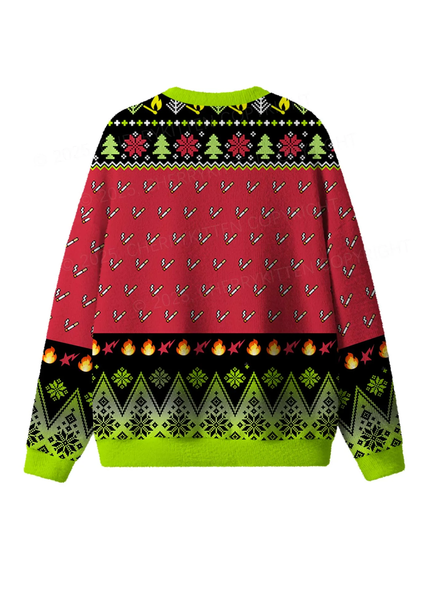 Stole My Lighter Y2K Christmas Knit Sweatshirt Cherrykitten - Image 2