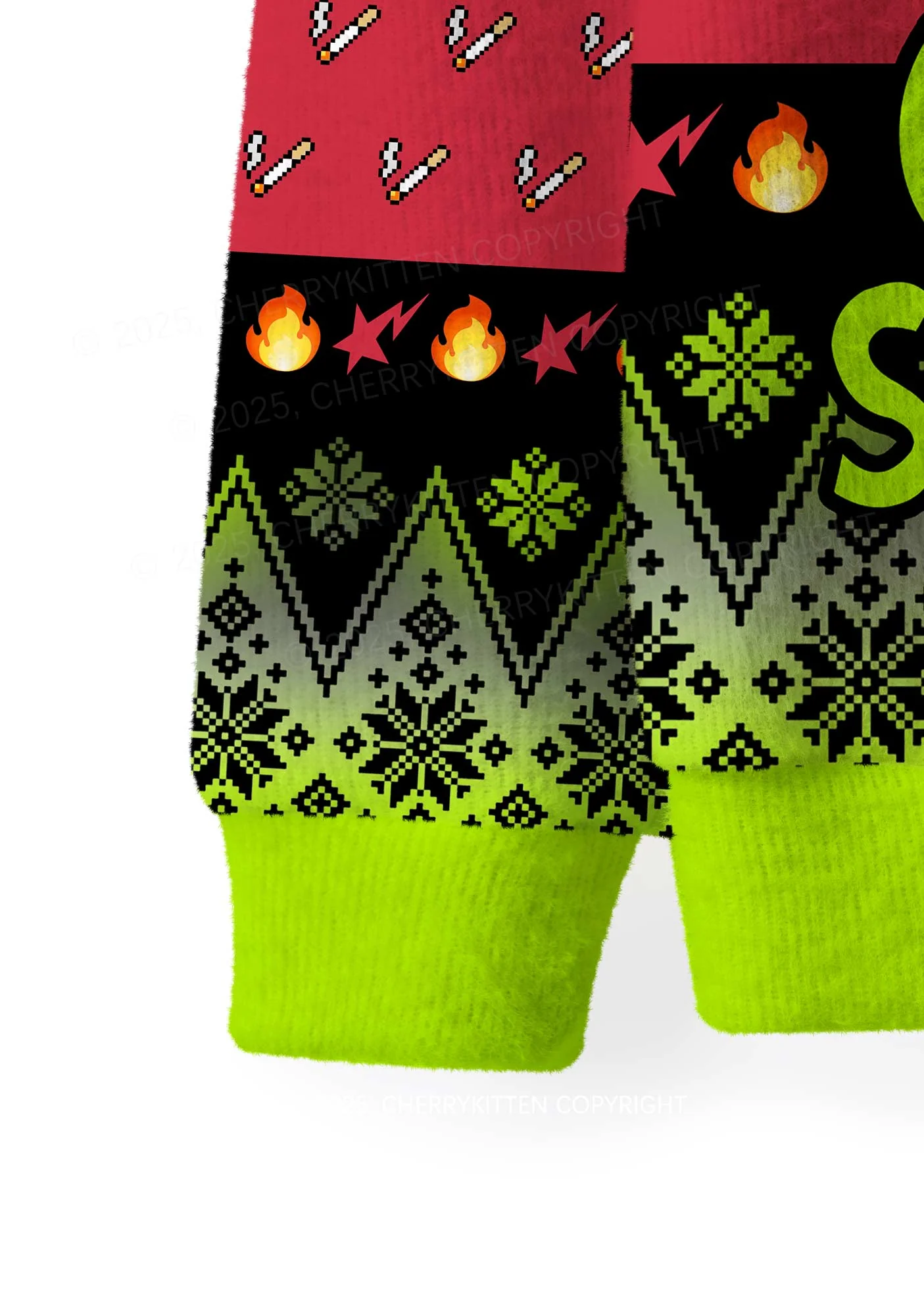 Stole My Lighter Y2K Christmas Knit Sweatshirt Cherrykitten - Image 3