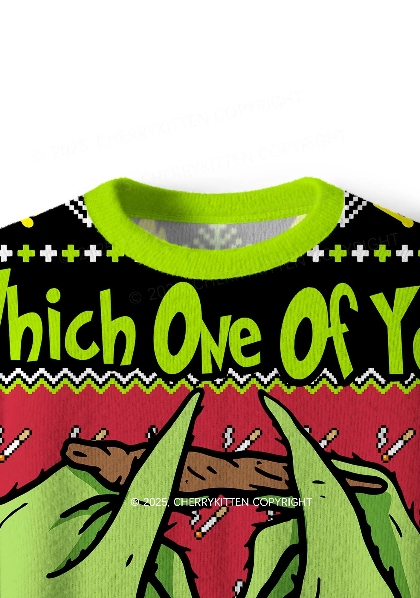Stole My Lighter Y2K Christmas Knit Sweatshirt Cherrykitten - Image 4