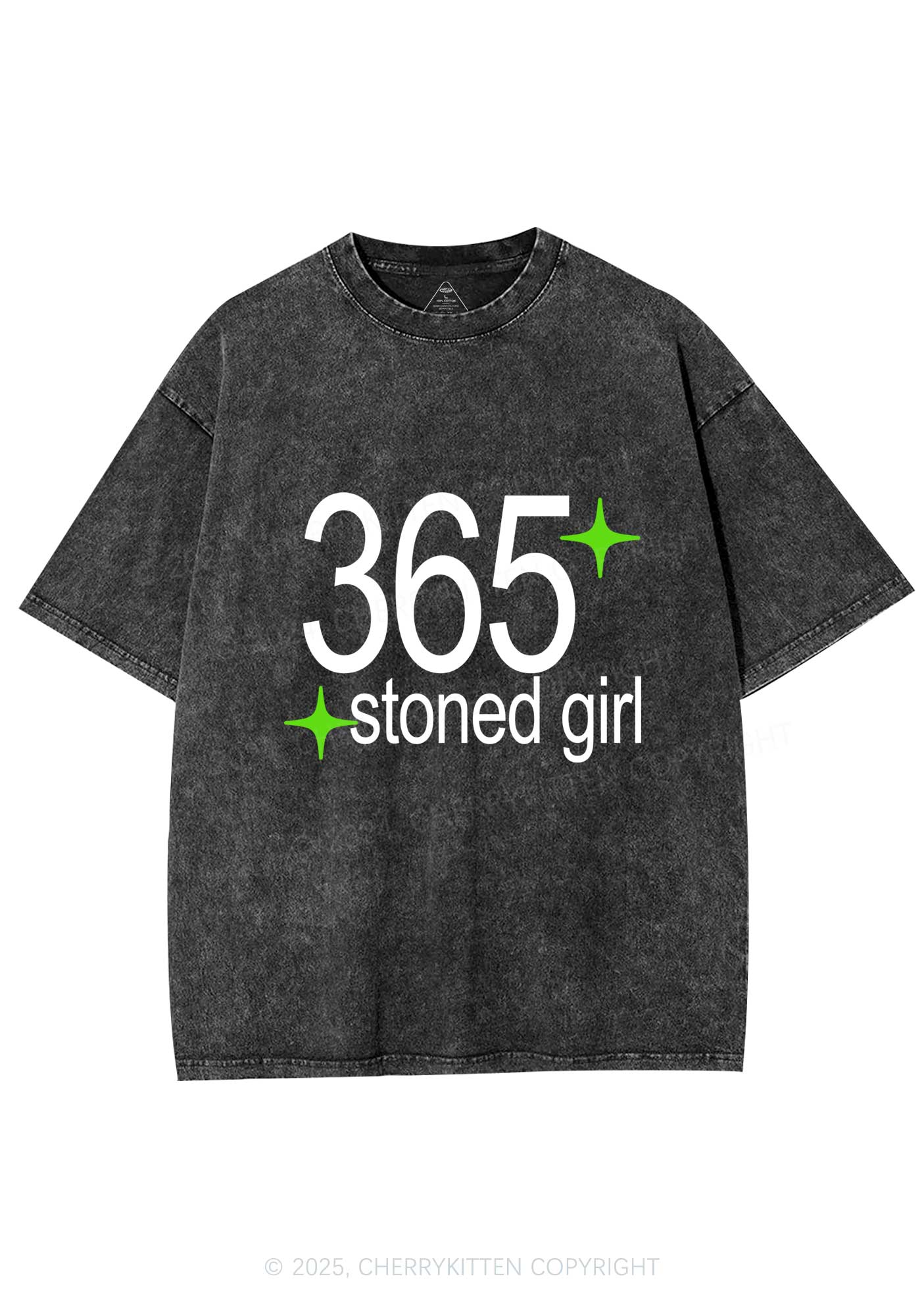 Stoned Girl Y2K Shirts Washed Tee Cherrykitten - Image 3