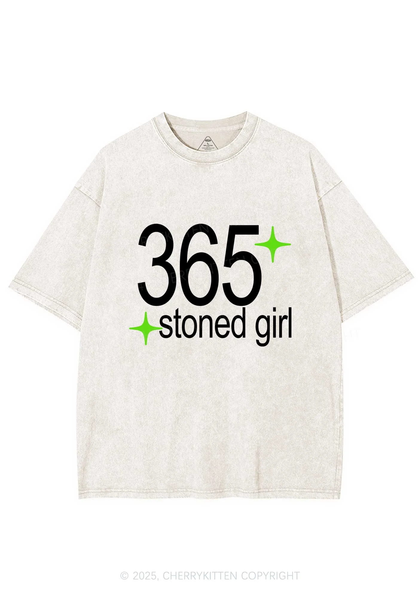 Stoned Girl Y2K Shirts Washed Tee Cherrykitten - Image 5