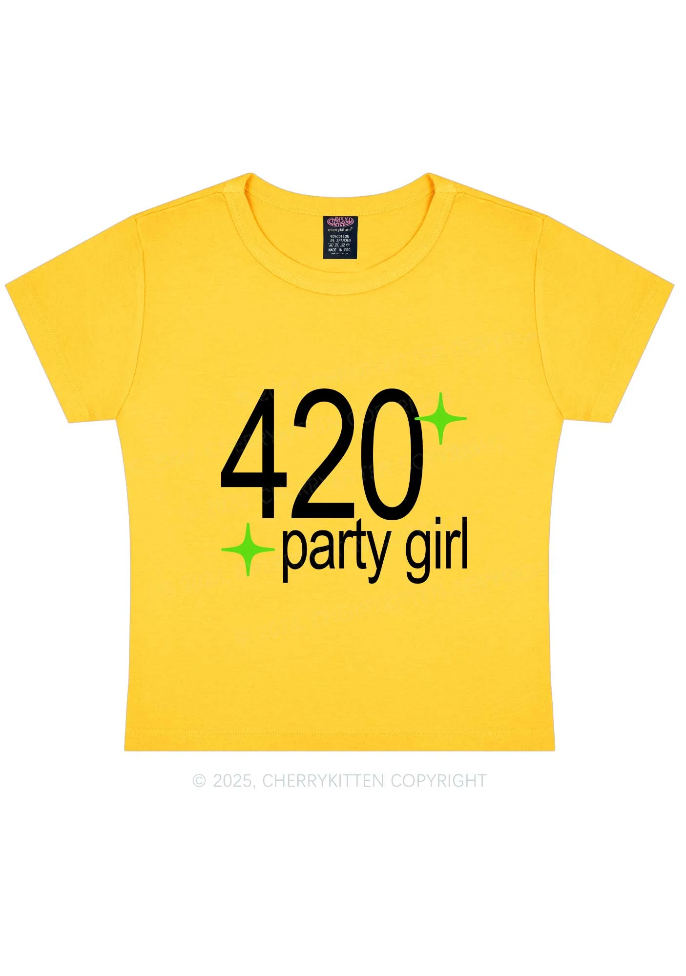 Stoned Party Girl Y2K Baby Tee Cherrykitten - Image 3