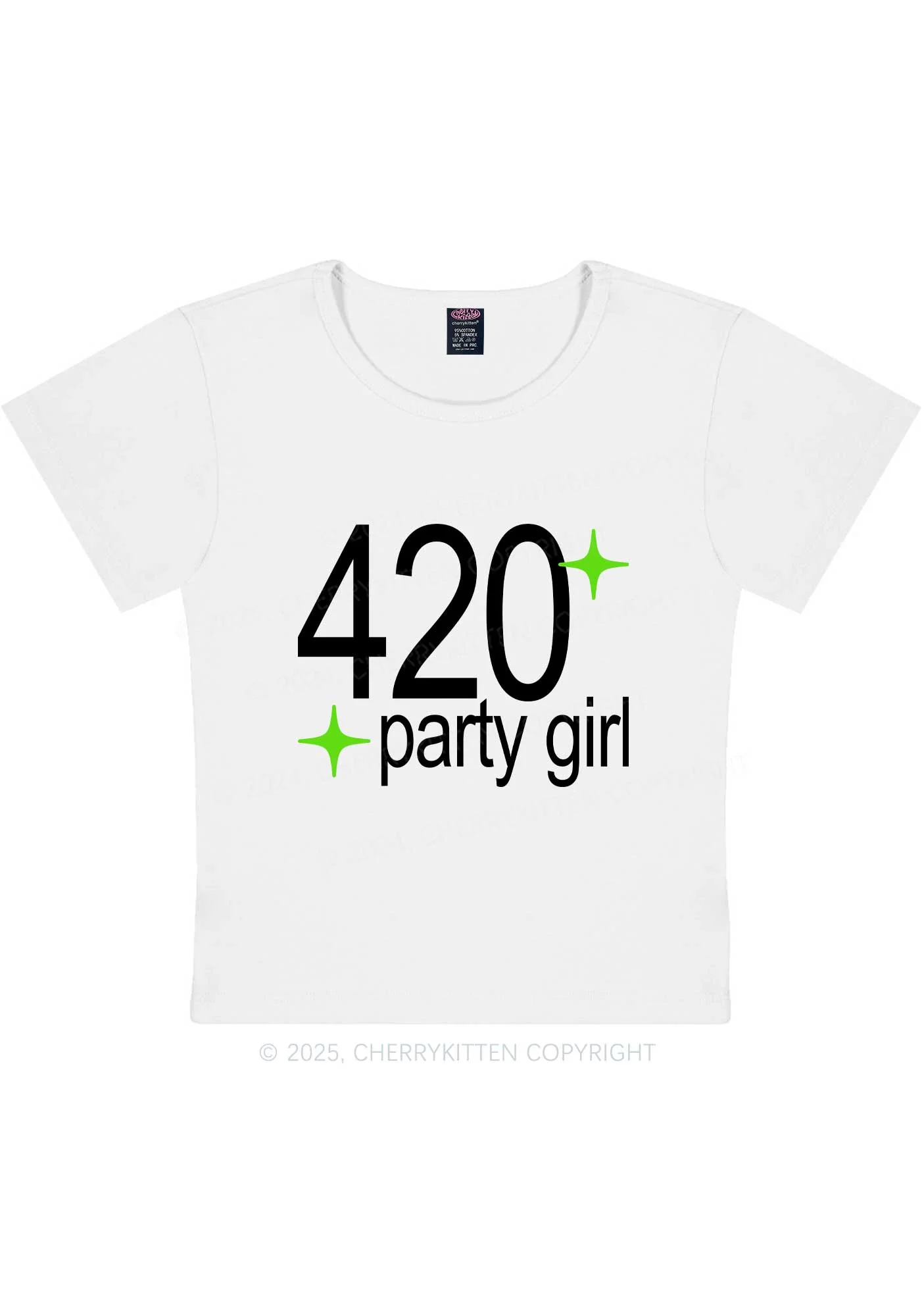 Stoned Party Girl Y2K Baby Tee Cherrykitten - Image 4