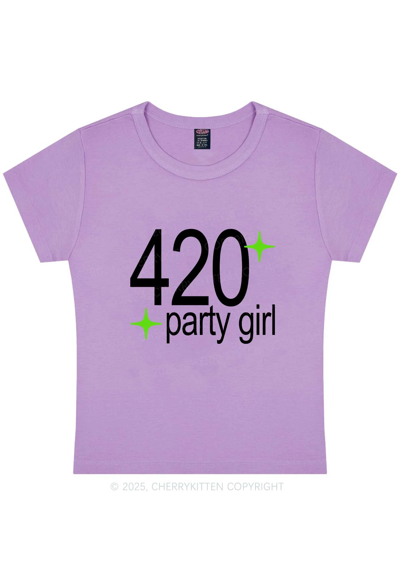 Stoned Party Girl Y2K Baby Tee Cherrykitten - Image 5