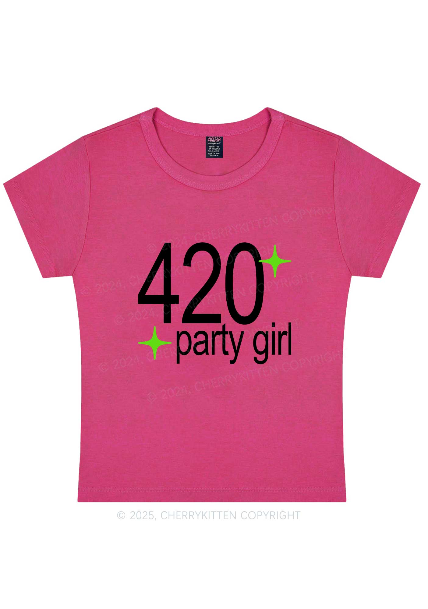 Stoned Party Girl Y2K Baby Tee Cherrykitten - Image 6