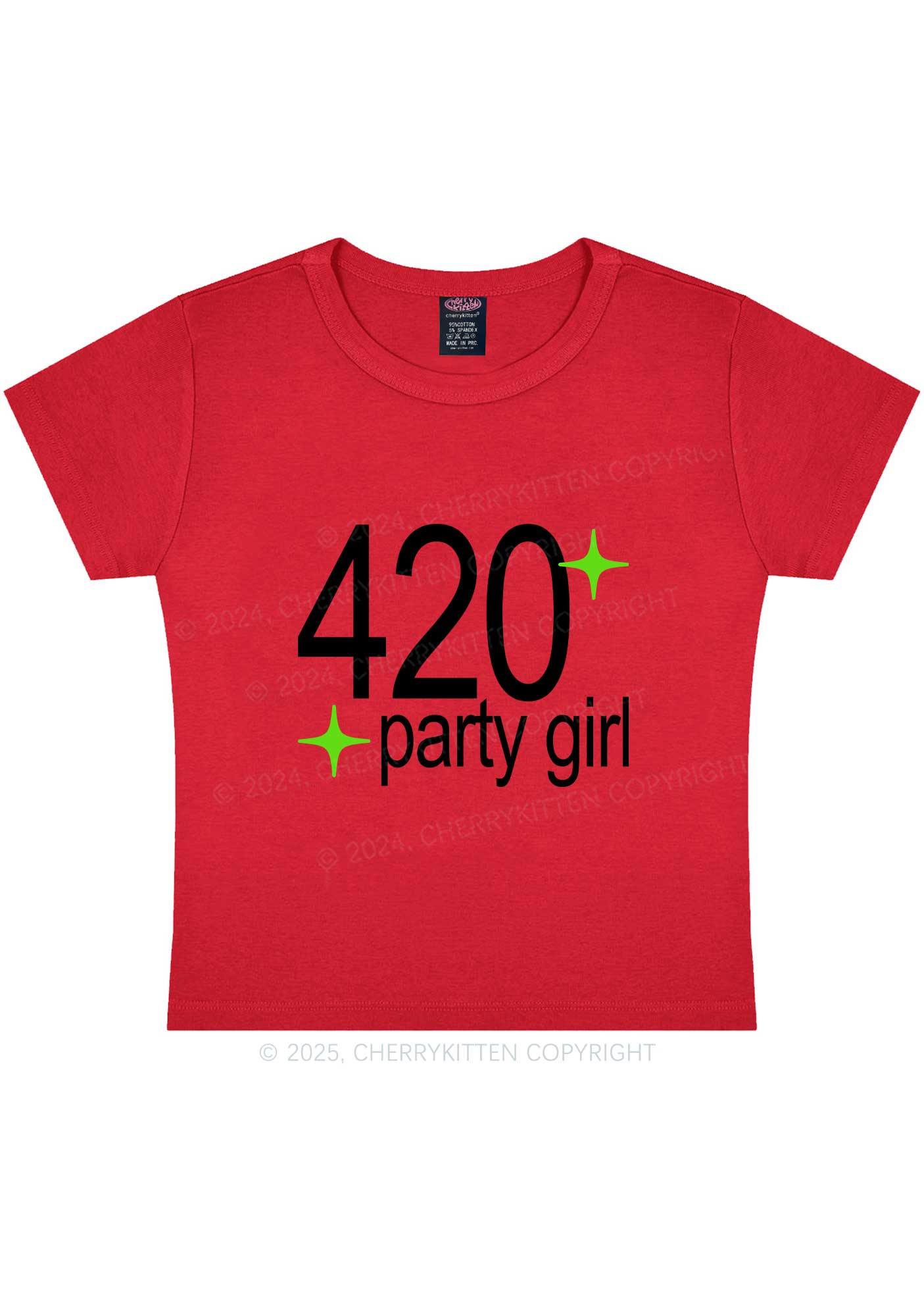 Stoned Party Girl Y2K Baby Tee Cherrykitten - Image 7