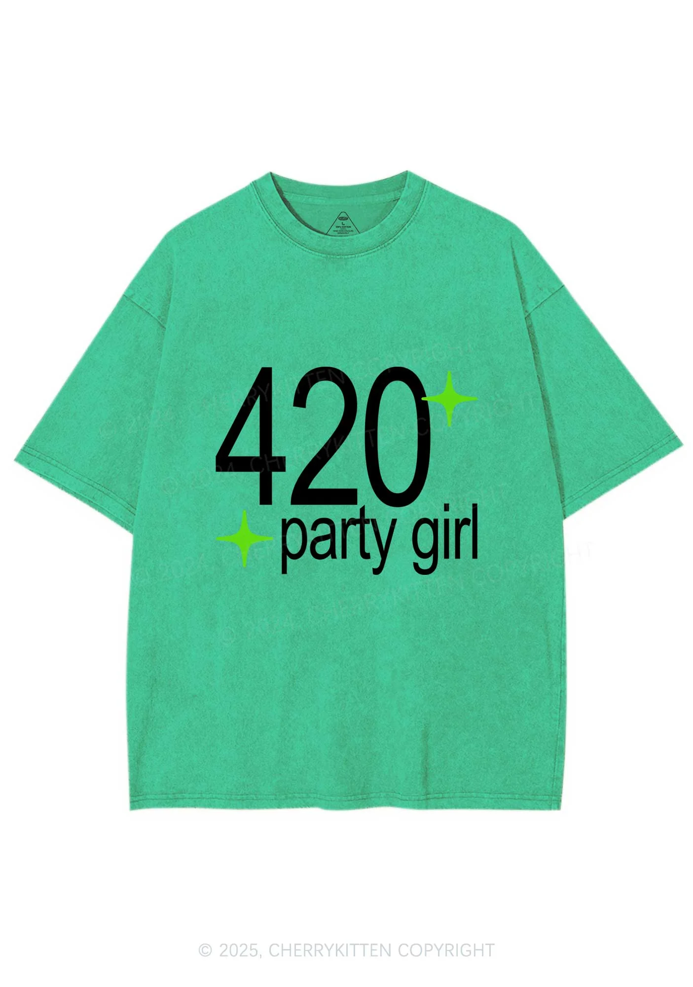 Stoned Party Girl Y2K Shirts Washed Tee Cherrykitten - Image 6