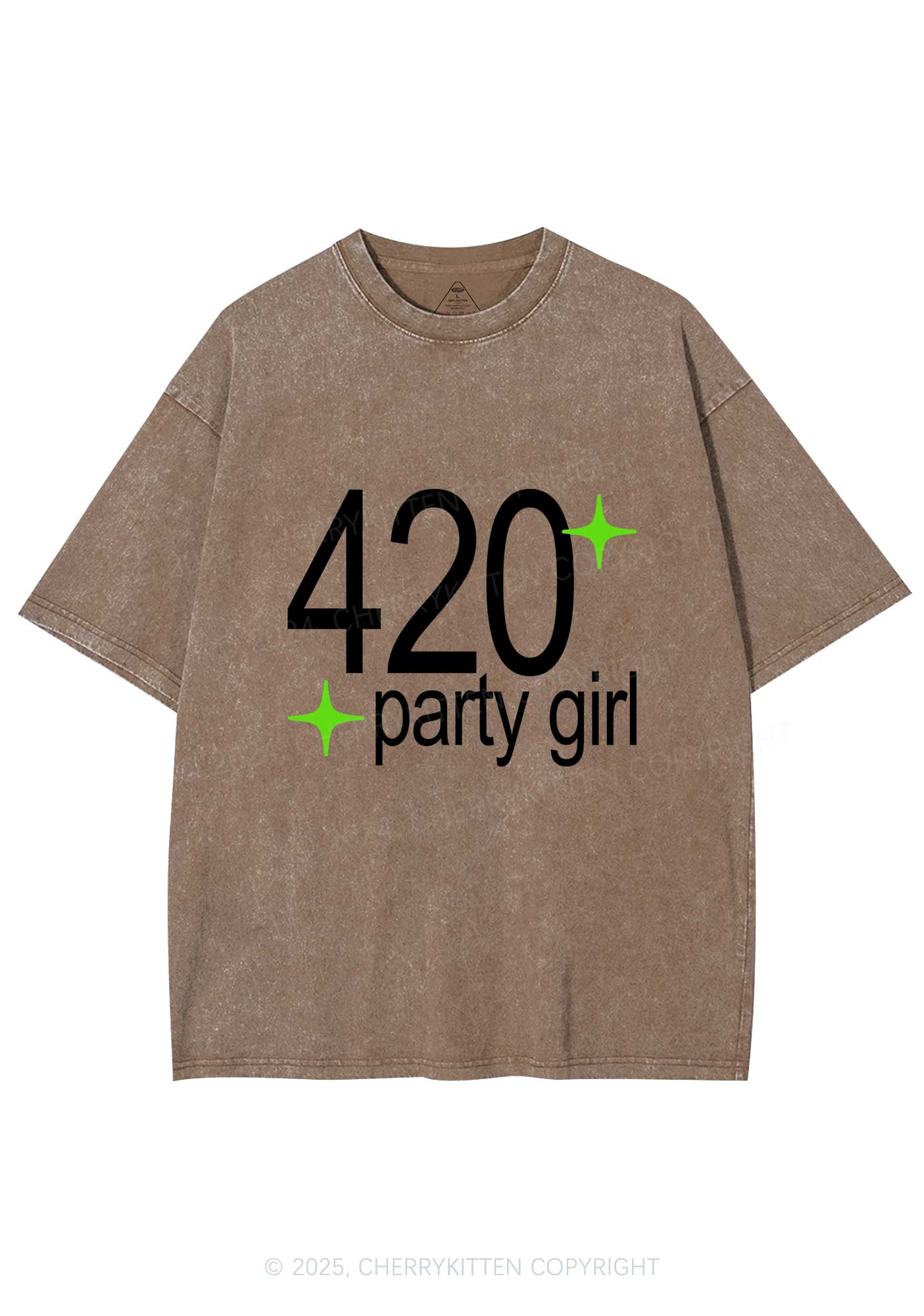 Stoned Party Girl Y2K Shirts Washed Tee Cherrykitten - Image 8