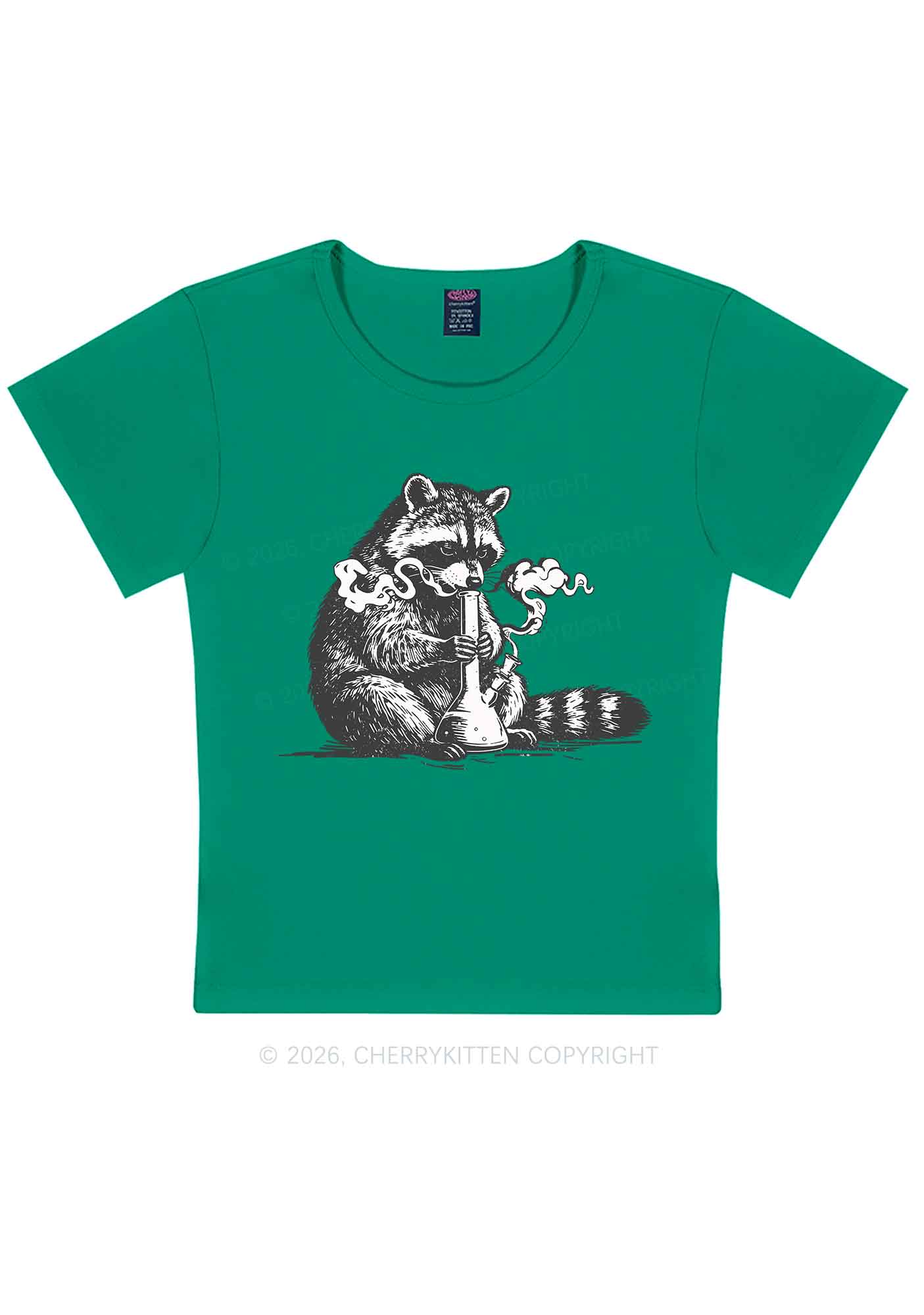 Stoned Raccoon Y2K Baby Tee Cherrykitten - Image 10