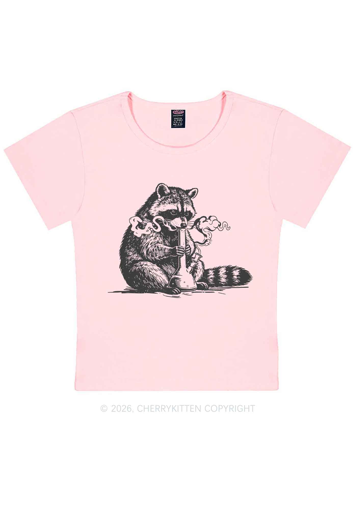 Stoned Raccoon Y2K Baby Tee Cherrykitten - Image 11