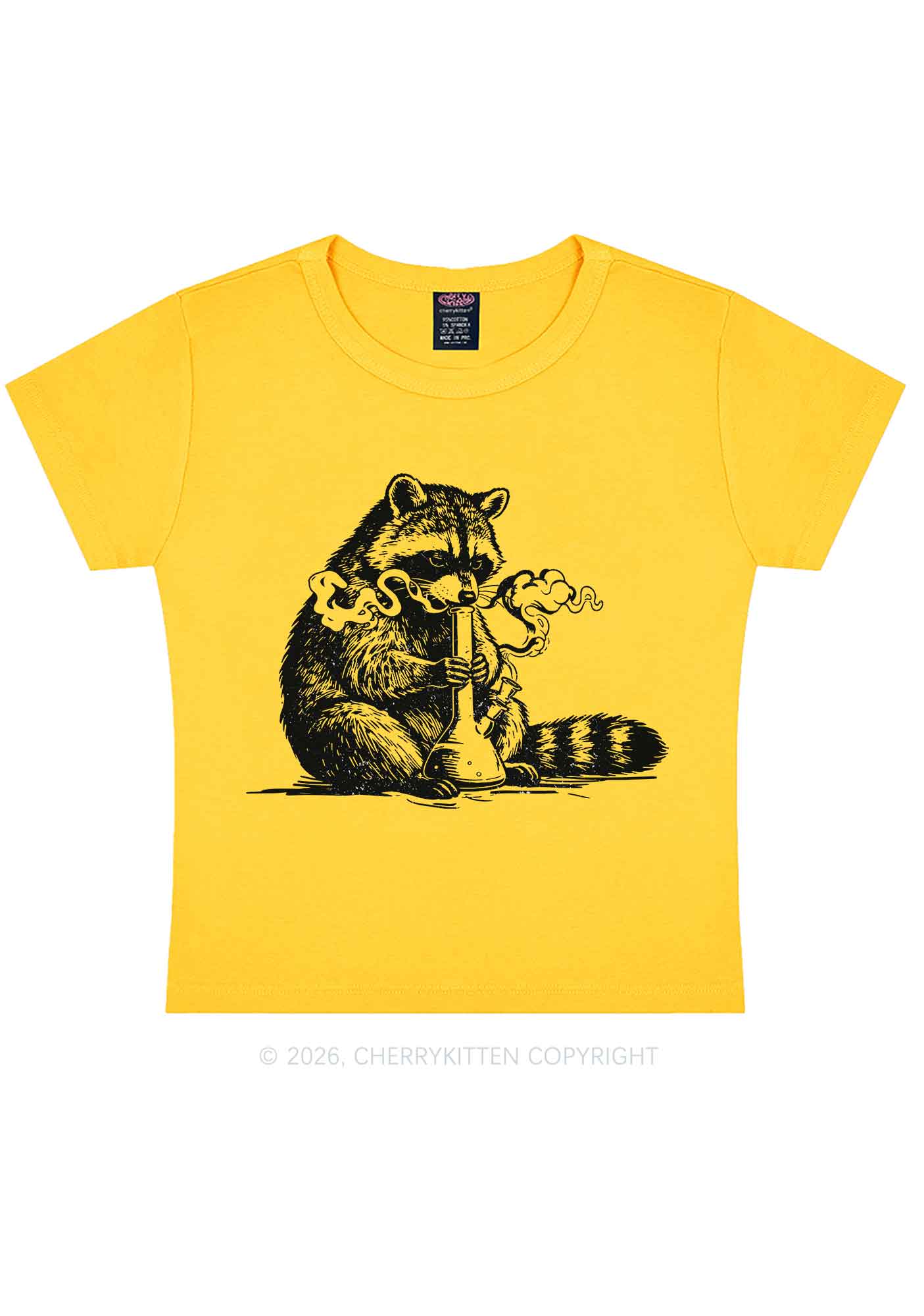 Stoned Raccoon Y2K Baby Tee Cherrykitten - Image 5